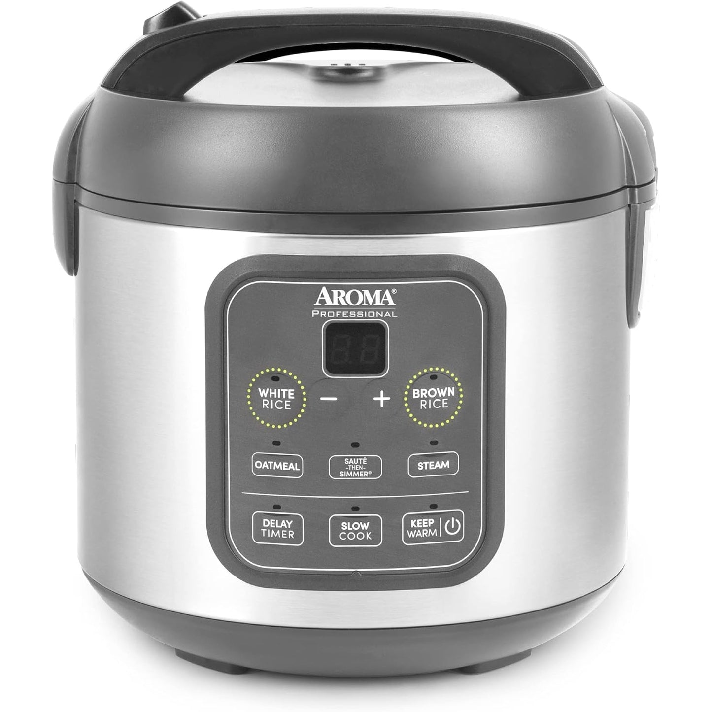AROMA Digital Rice Cooker, 4-Cup (Uncooked) / 8-Cup (Cooked), Steamer, Grain Cooker, Multicooker, 2 Qt, Stainless Steel Exterior, ARC-914SBD - Medaid International