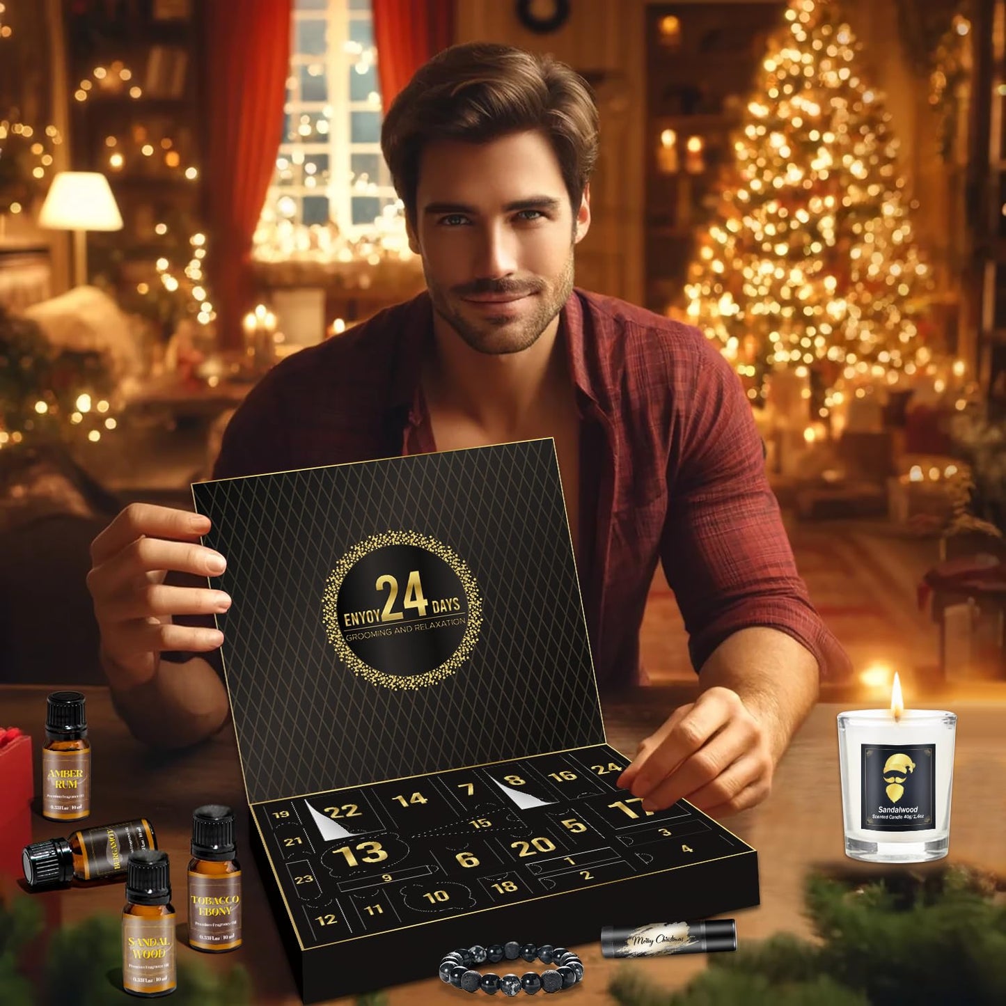 Advent Calendar 2025 Men Grooming, 24 Day Beard Grooming Kit Countdown to Christmas Calendar Xmas Suprise Gifts for Husband Father Boyfriends - Medaid International