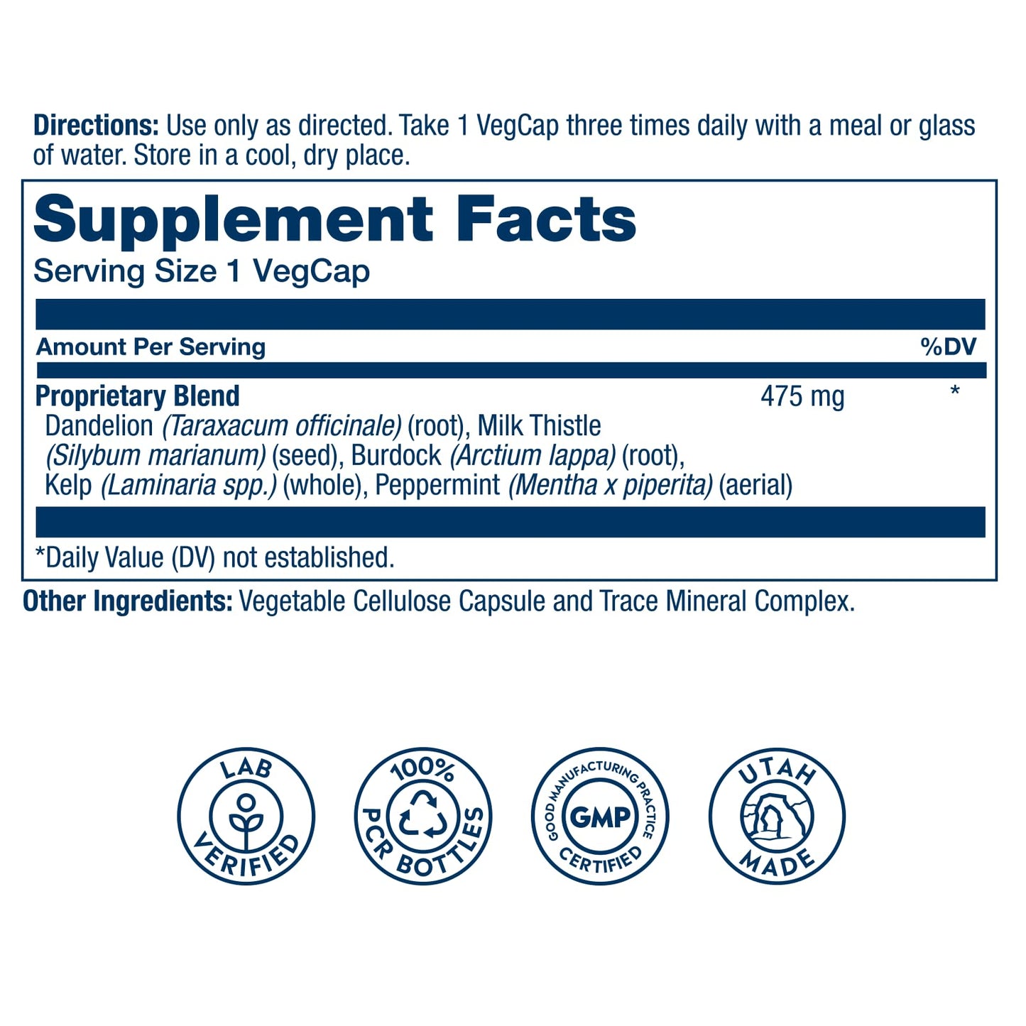 SOLARAY Liver Blend SP-13 - Traditional Herbal Support with Milk Thistle Extract, Dandelion Root, Burdock, Kelp, Peppermint and Trace Minerals - 60-Day Guarantee, 100 Servings, 100 VegCaps - Medaid International