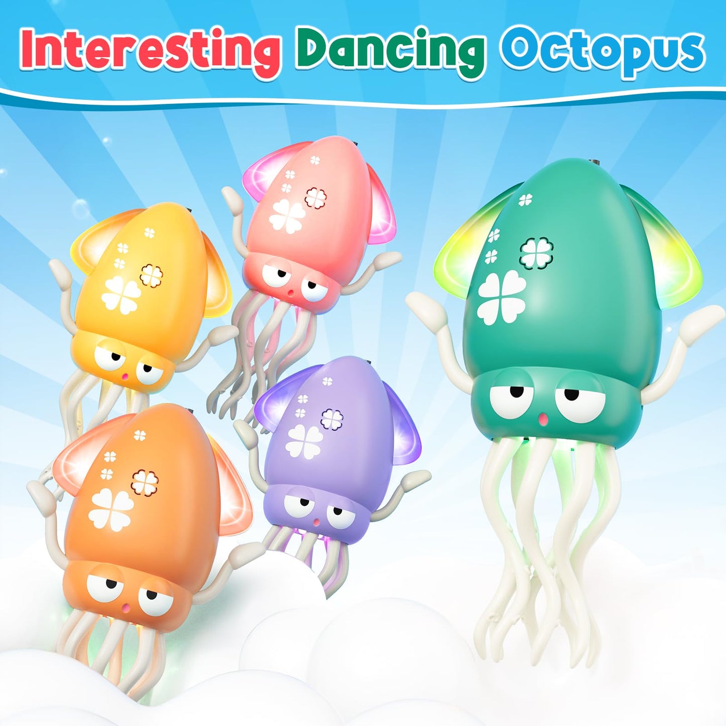 Dancing Octopus Baby Toy, Electric Crawling Octopus Tummy Time Toy, Rechargeable Magic Dancing Music Squid Baby Toys for 3 4 5 Year Old Kids Boy Girl Birthday Gifts Christmas Stocking Stuffers(Green) - Medaid International