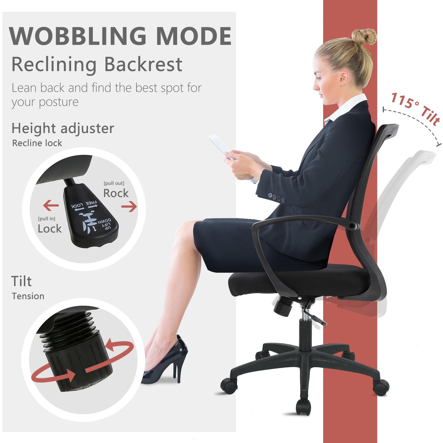 PayLessHere Office Computer Gaming Chair Ergonomic Mesh Desk Chair Adjustable Video Game Chairs with 360 Degrees Swivel Wheels Armrest Lumbar Support for Home Office,Black - Medaid International