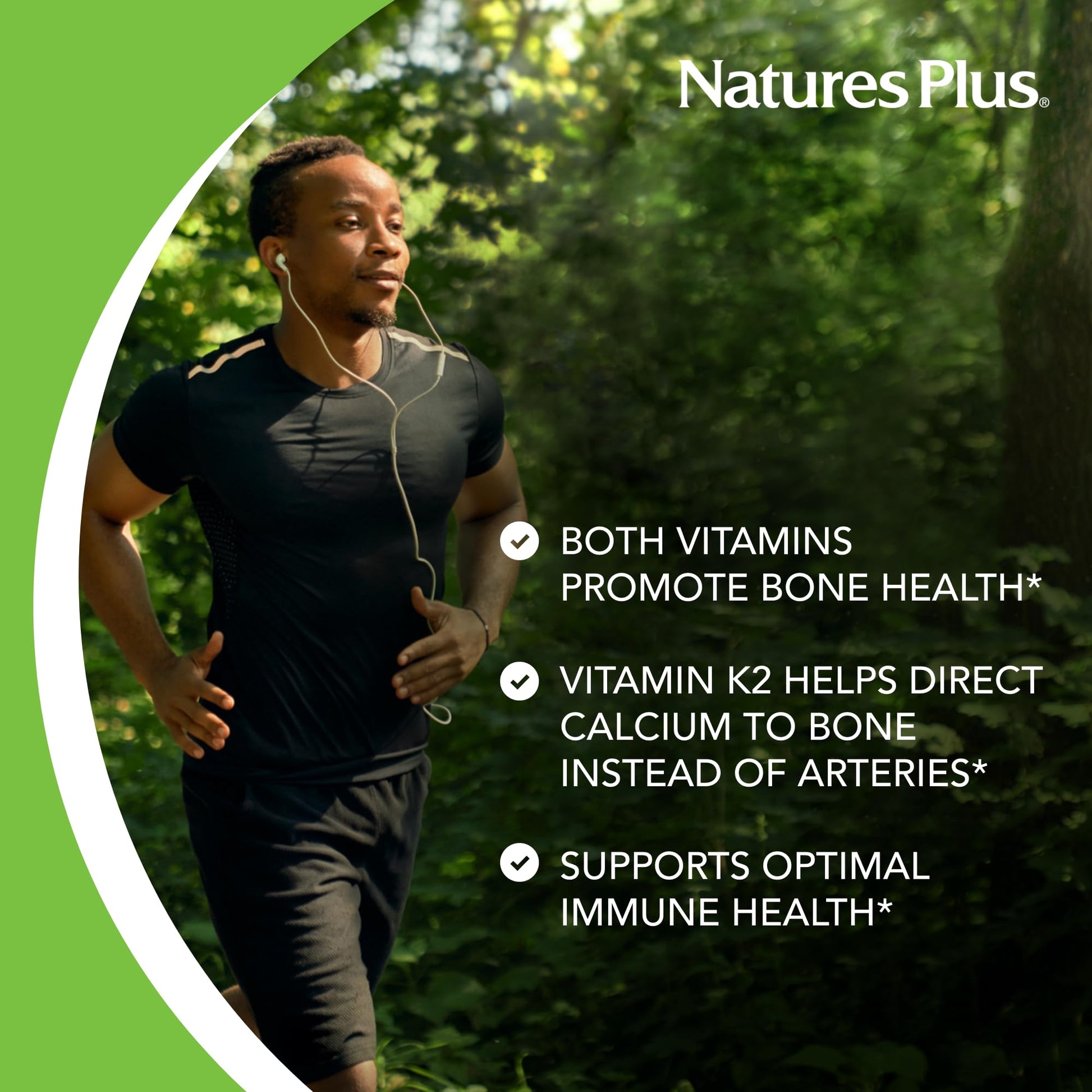 Natures Plus Source of Life Garden Vitamin D3 & K2-60 Vegan Capsules - Promotes Bone Support, Immune Function, Cardiovascular Health & Mood Balance - Vegan, Gluten Free - 60 Servings - Medaid International