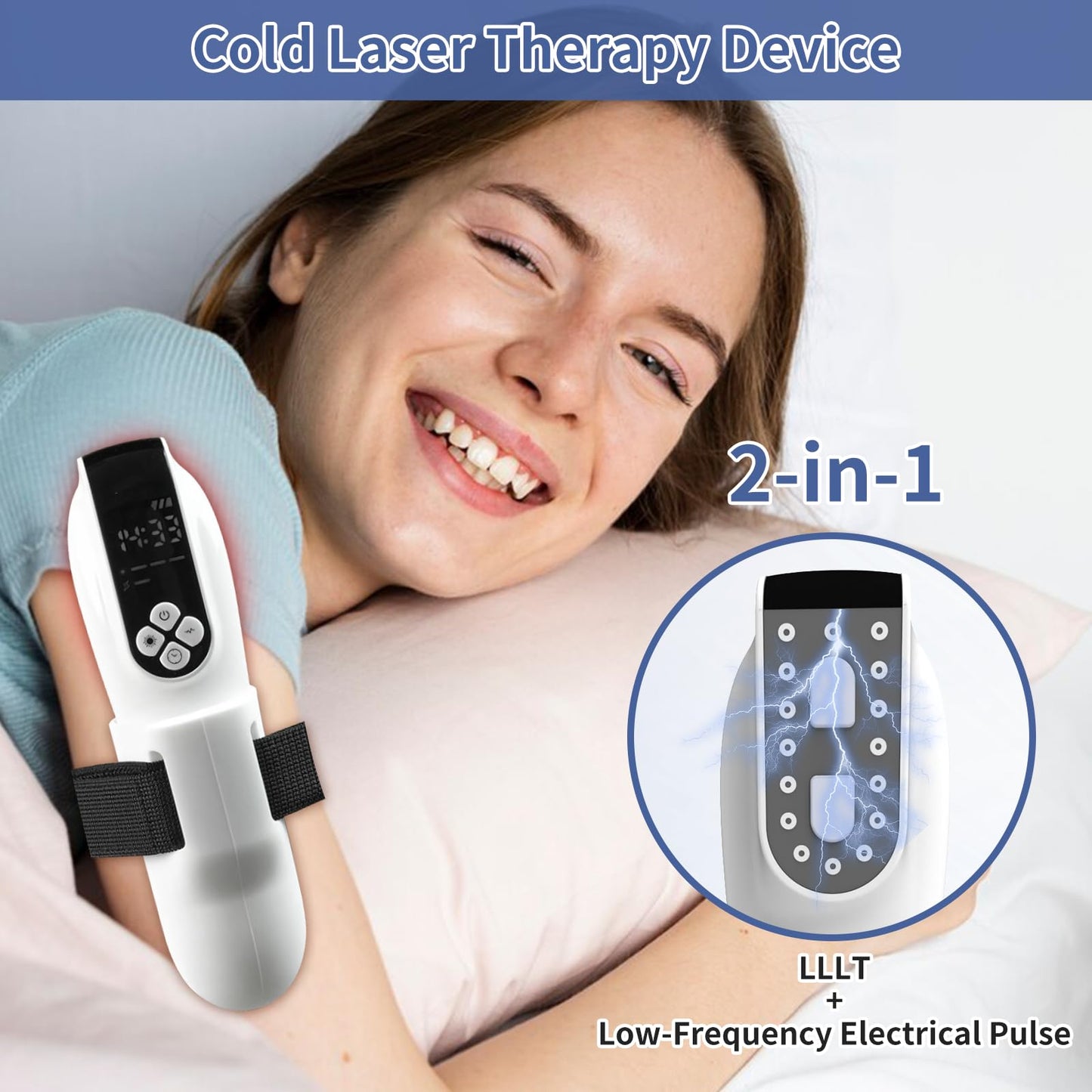 Cold Laser Therapy Device, 2-in-1 Laser Therapy Device for Pain Relief, Near Infrared Light Therapy, Laser Therapy Machine for Knee, Shoulder, Back, Muscle & Joint Pain Relief(4 * 808nm+12 * 650nm) - Medaid International