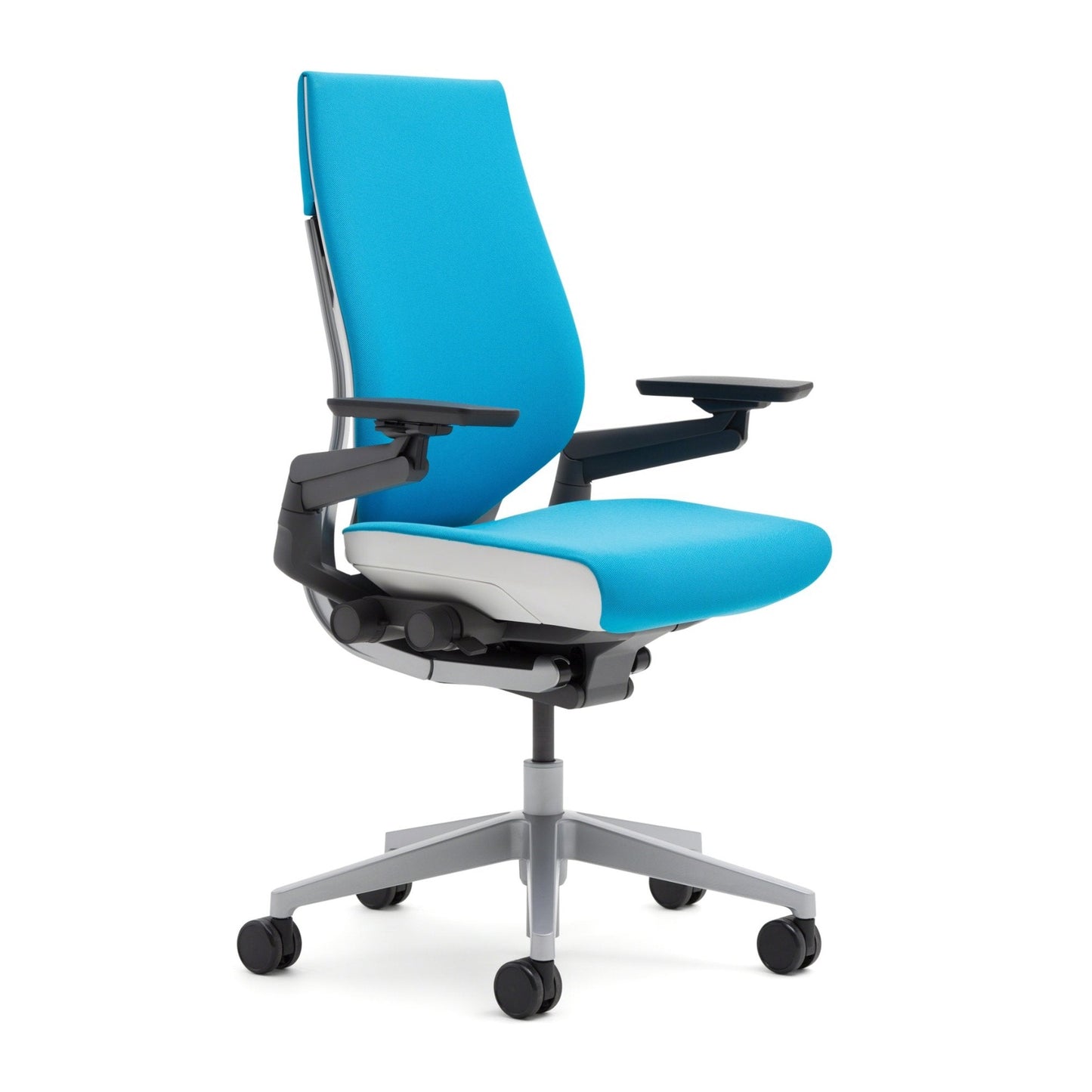 Steelcase Gesture Office Chair - Cogent Connect Scarlet Red Upholstered Wrapped Back Black Frame Medium Seat Black Seat/Back/Arms Hard Floor Caster Wheels - Medaid International