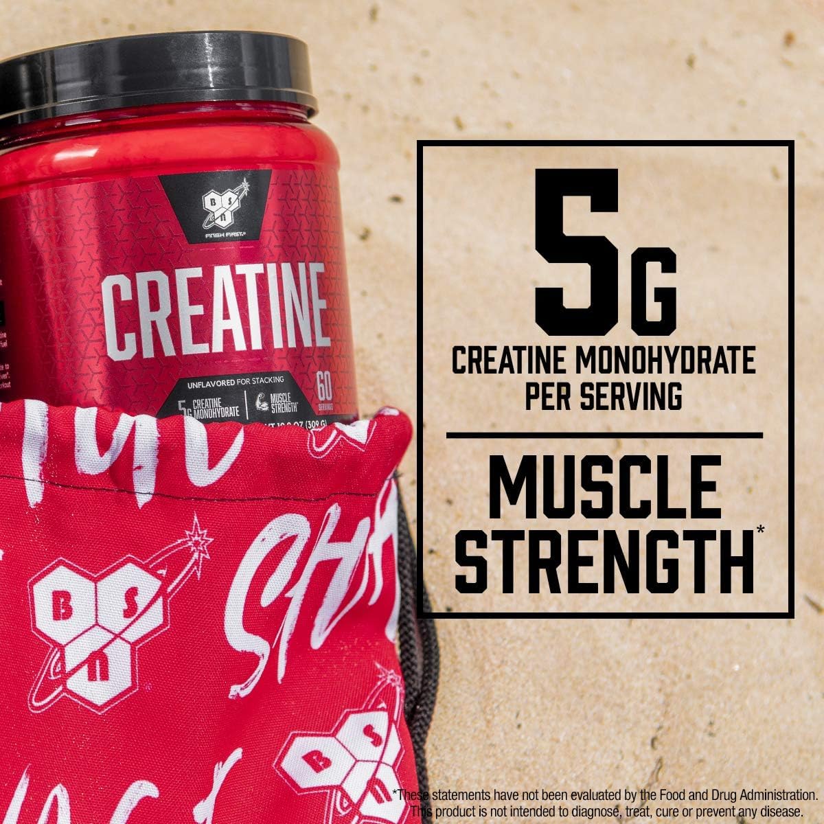 BSN Micronized Creatine Monohydrate Powder, Unflavored, 60 Servings, Supports Muscle Strength, 5g (5000mg) per Servings,Pure & Gluten Free, 5g (5000mg) per Servings - Medaid International