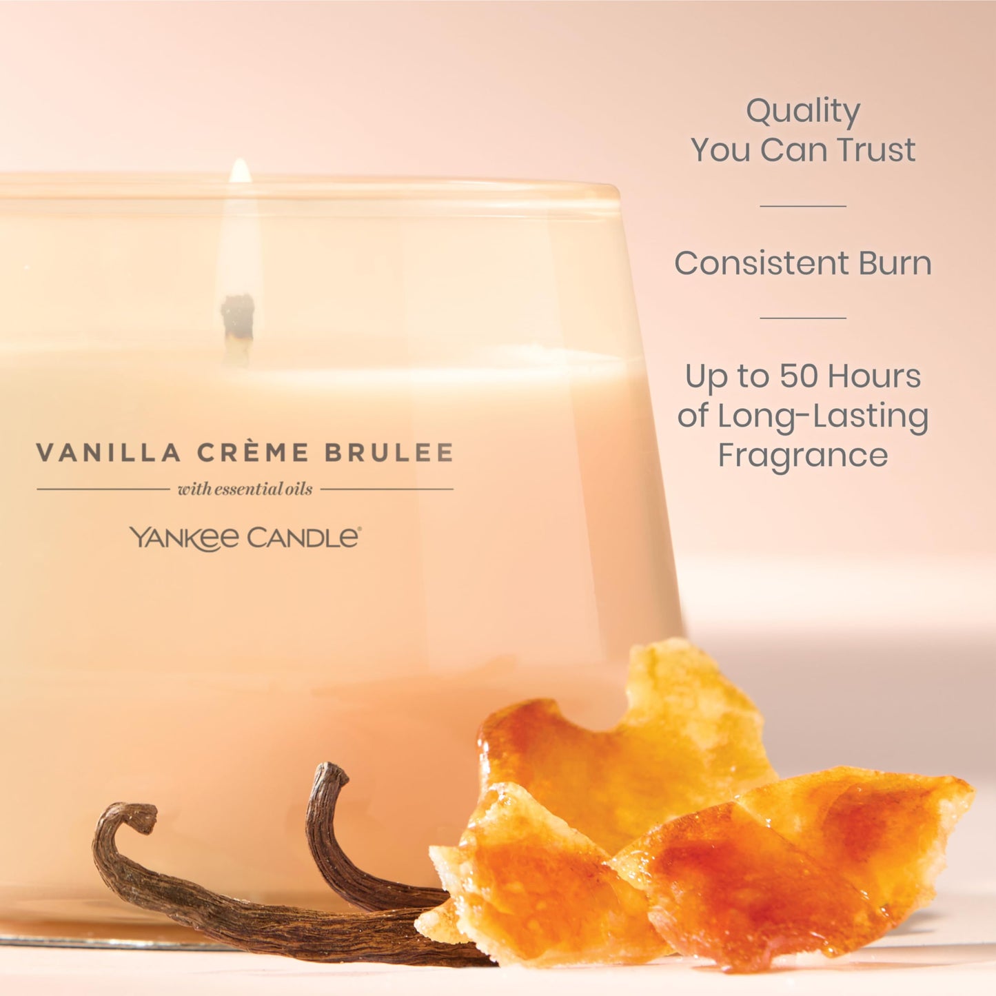 Yankee Candle Studio Scented Candle with up to 50 Hour Burn Time, Premium Plant Wax Blend for Consistent Burn, 10 oz Jar Candle with Room Filling Fragrance, Vanilla Crème Brûlée - Medaid International
