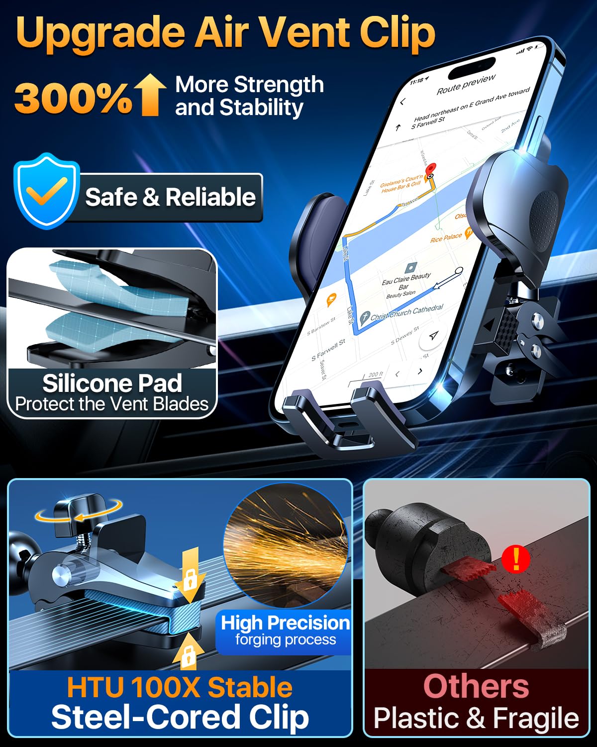 2025 Ultimate Car Phone Mount【98+LBS Strongest Suction & Military-Grade】【Patent & Safety Certs】 Cell Phone Holder Truck Stand for Dashboard Windshield Vent for iPhone 16 Pro Max Samsung (Black) - Medaid International