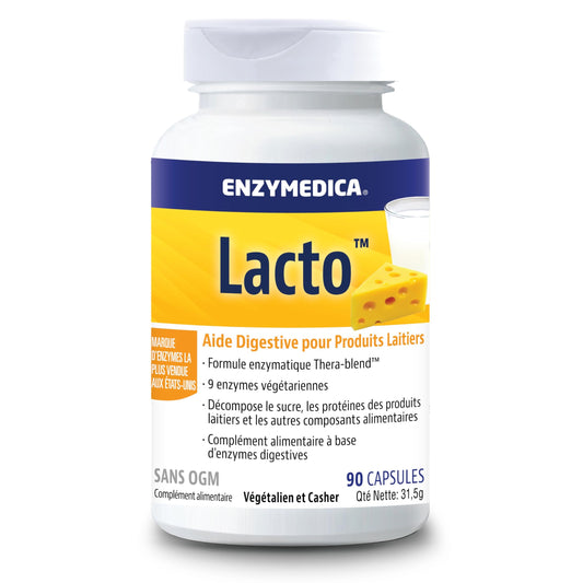 Enzymedica, Lacto, Formule Enzymatique Pour L'Intolérance Au Lactose Et à La Caséine, Indiqué Contre La Contamination Croisée, Sans Gluten, Sans Produits Laitiers, Végétalien, 90 Capsules - Medaid International