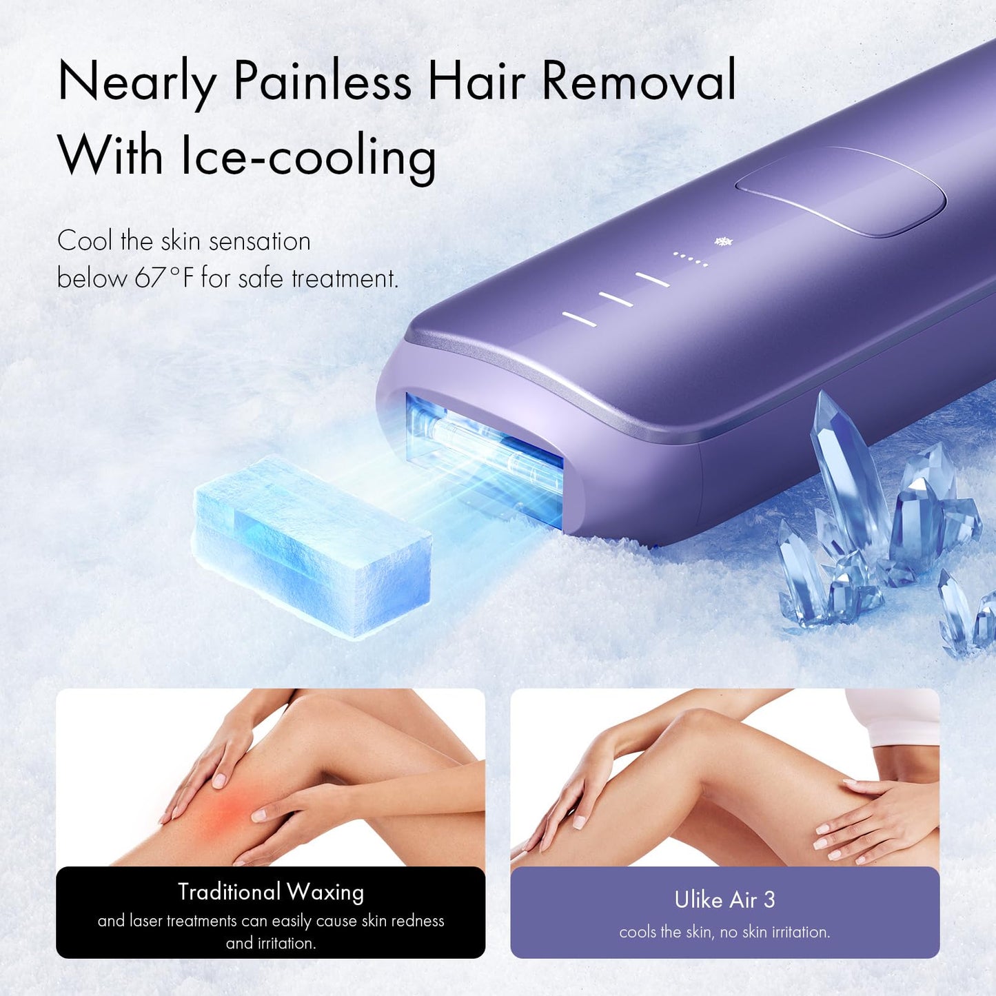 Ulike Laser Hair Removal for Women and Men, Air 3 Ice-Cooling IPL Hair Removal Device for Nearly Painless & Long-Lasting Results, 3 Modes & Auto Flashing for Fast Full Body Hair Removal from Home - Medaid International