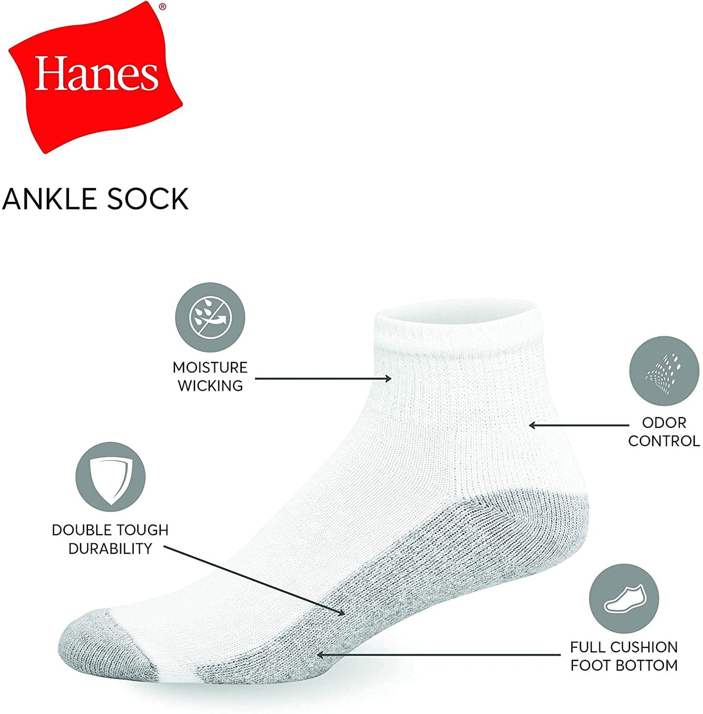 Ankle Socks for Mens, 12-Pair Black, Shoe Size: 6-12 - Medaid International