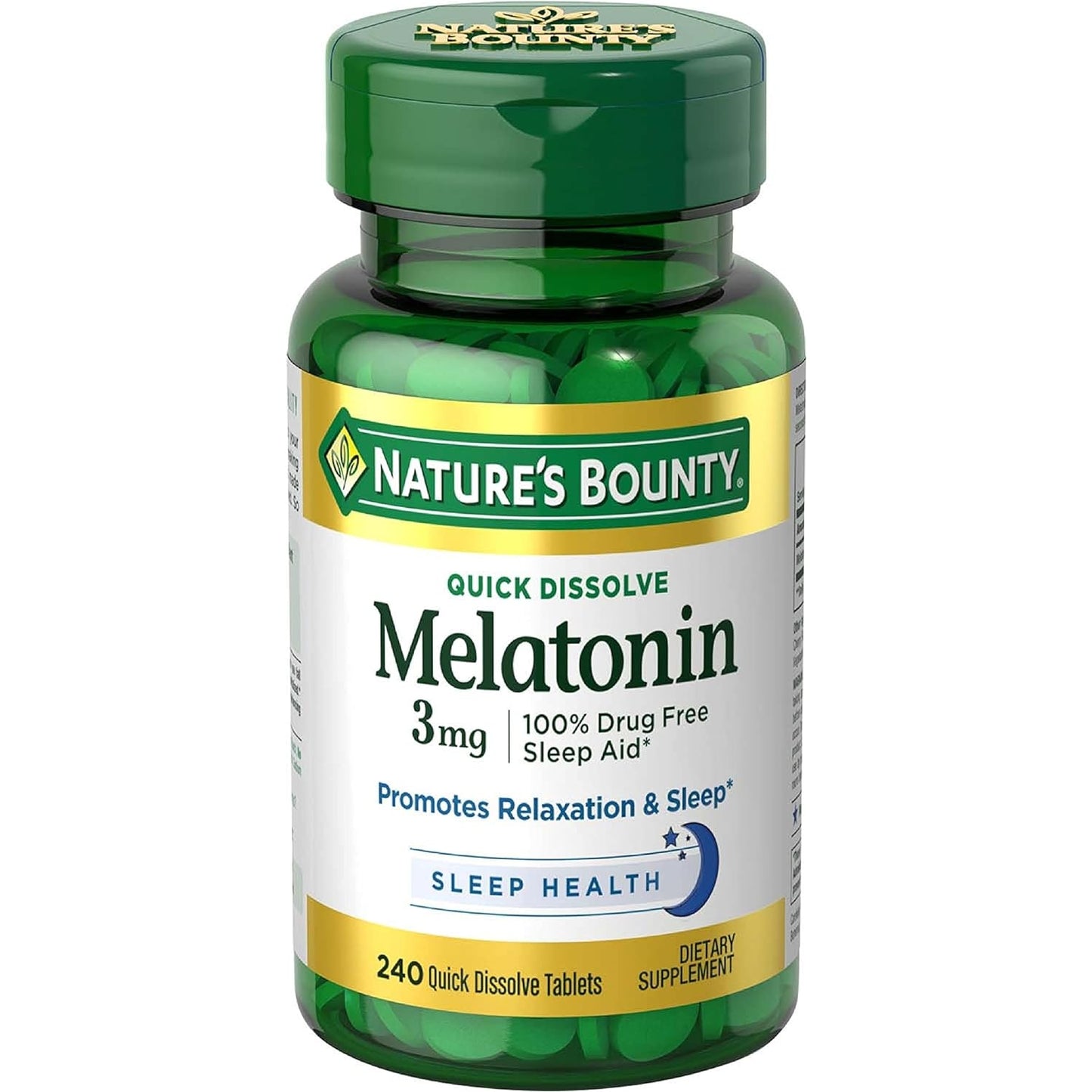 Nature’s Bounty Melatonin 3mg, 100% Drug Free Sleep Aids for Adults, Supports Relaxation and Sleep, Dietary Supplement, 240 Count (Cherry Flavour - Packaging May Vary) - Medaid International