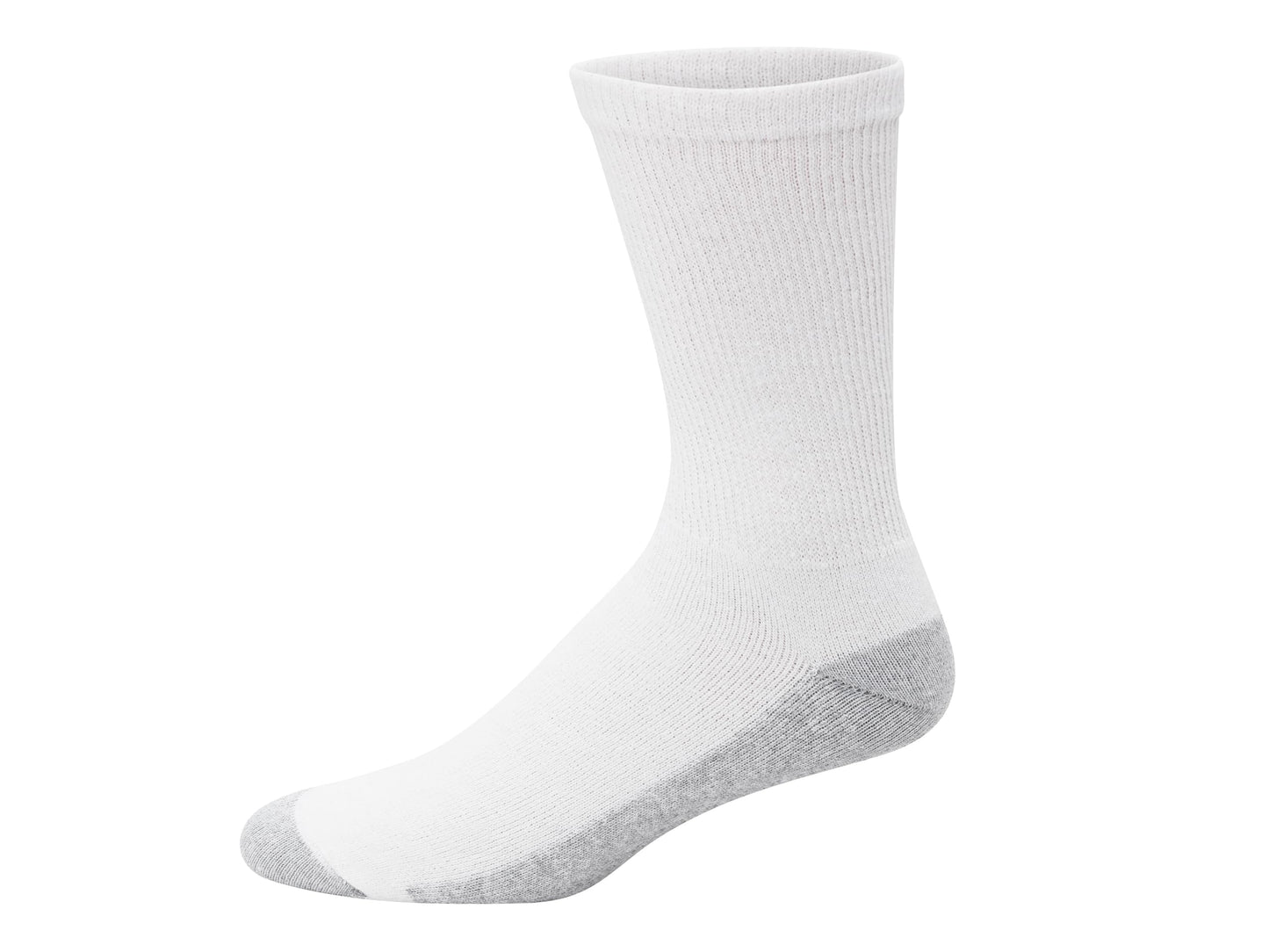 Hanes Mens Double Tough Socks, 12-pair Pack Crew Socks, White/Grey Foot Bottom, 6-12 - Medaid International