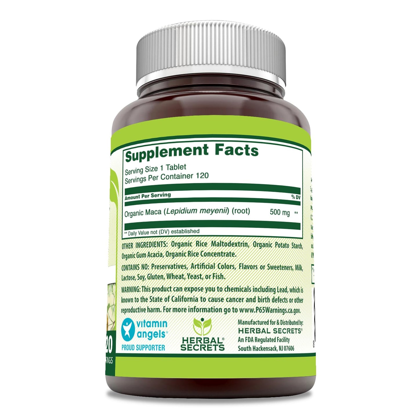 Herbal Secrets Maca Supplement | 500 Mg Per Serving | 120 Tablets | Non-GMO | Gluten Free | Made in USA - Medaid International