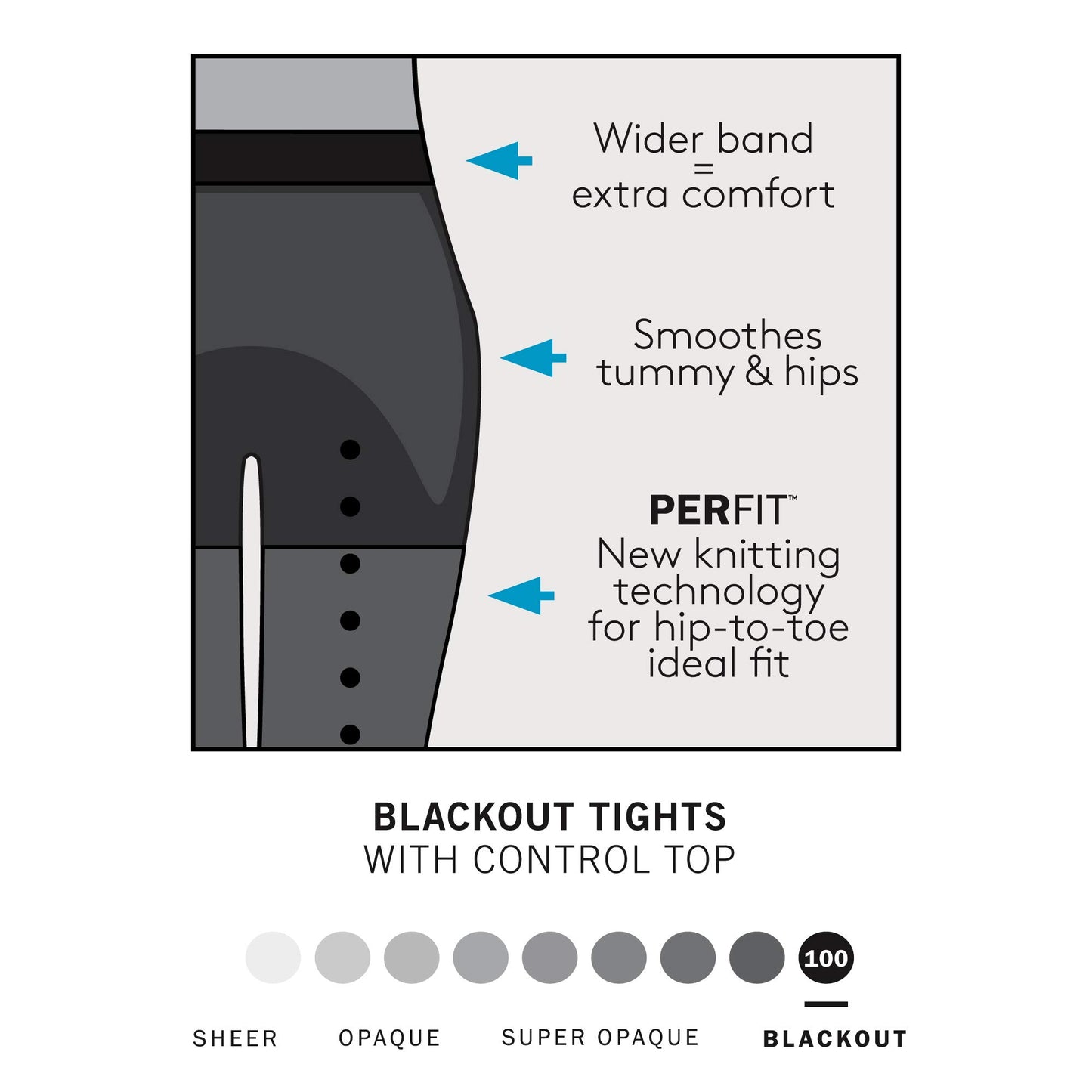 Hue Women's Blackout Tights with Control Top, Black, 3 (U20382) - Medaid International