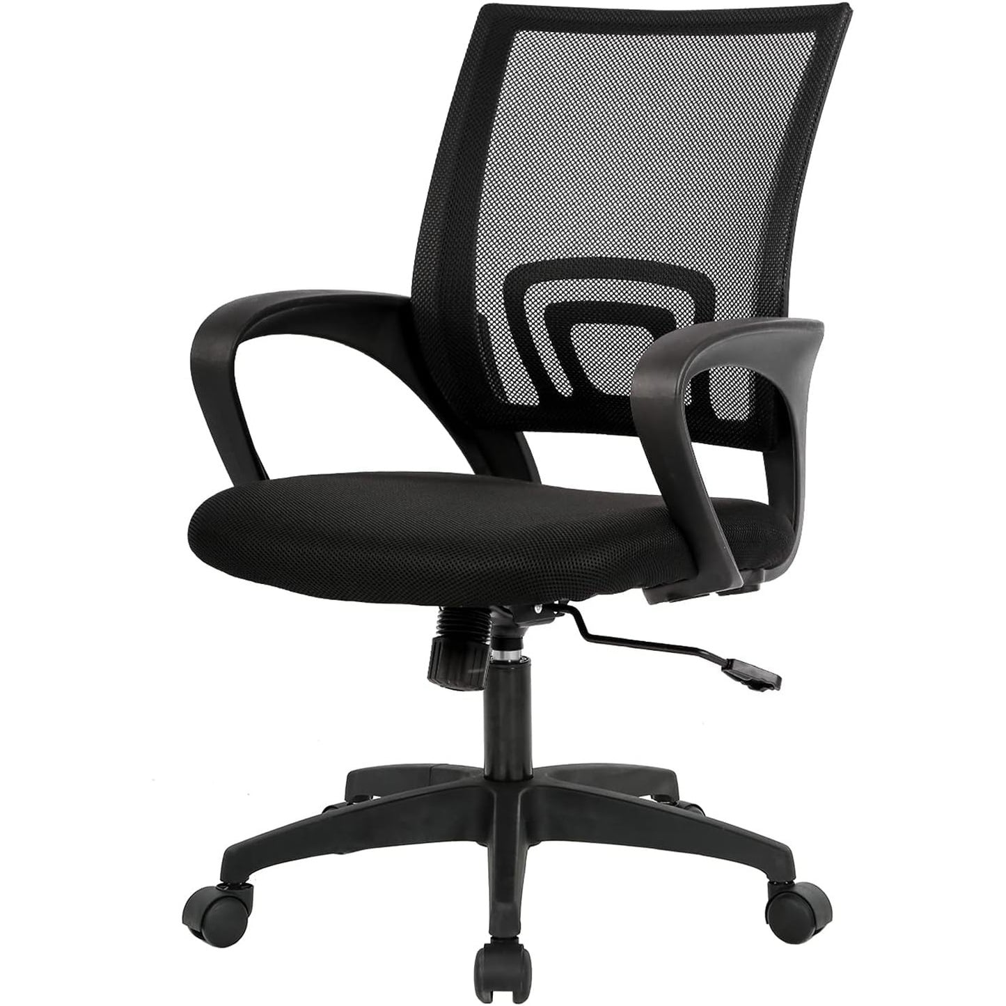 BestOffice | Ergonomic Office Chair | Mid-Back Swivel Desk Chair | Breathable Backrest & Lumbar Support | Adjustable Height | Sponge Seat | Rolling Wheels | Dark Black | for Adults & Women - Medaid International