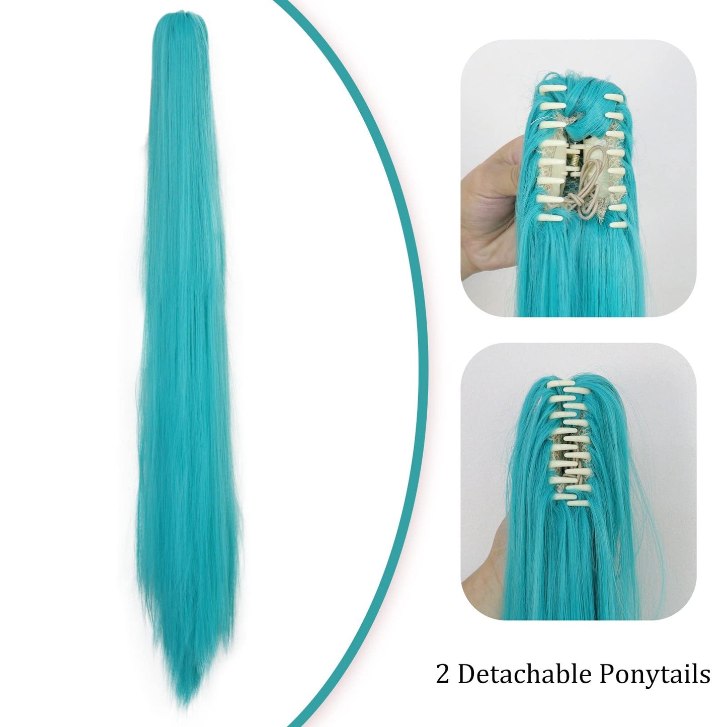 ANOGOL Hair Cap+48inch/120cm Green Wig Cosplay Green Teal wig Double Ponytail Wig, Long Green Lolita Wig For Halloween Costume, Long Green Wig With Bangs Straight wig For Halloween Party Cosplay Wig - Medaid International