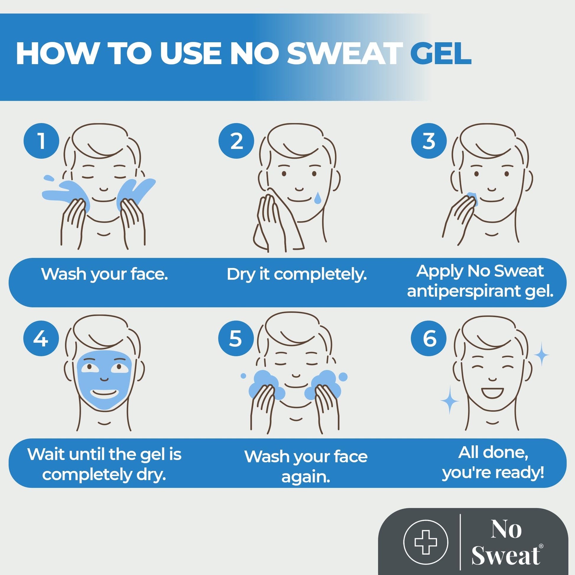 No Sweat Antiperspirant Gel 50 ML - Suitable Usage For Face-Neck-Nape Helps Prevent Excess Facial Sweating and Facial Shining-Suitable For Active Work and During Gym - Medaid International