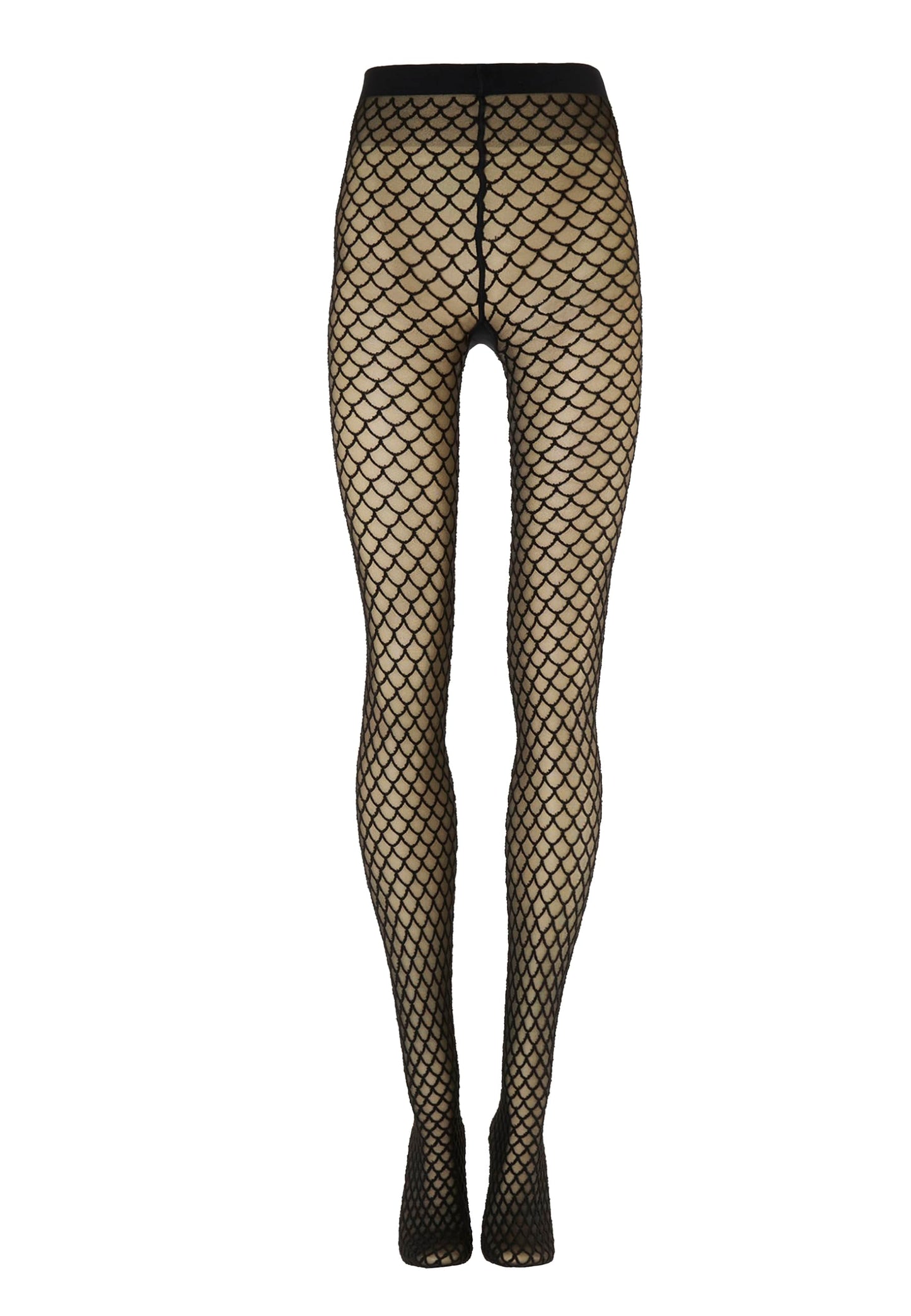 Wolford Velvet Net Illusion Tights Pantyhose for Women Geometric Pattern 3D Effect Sheer Opaque Knit Soft Waistband Hosiery black/Black Small - Medaid International