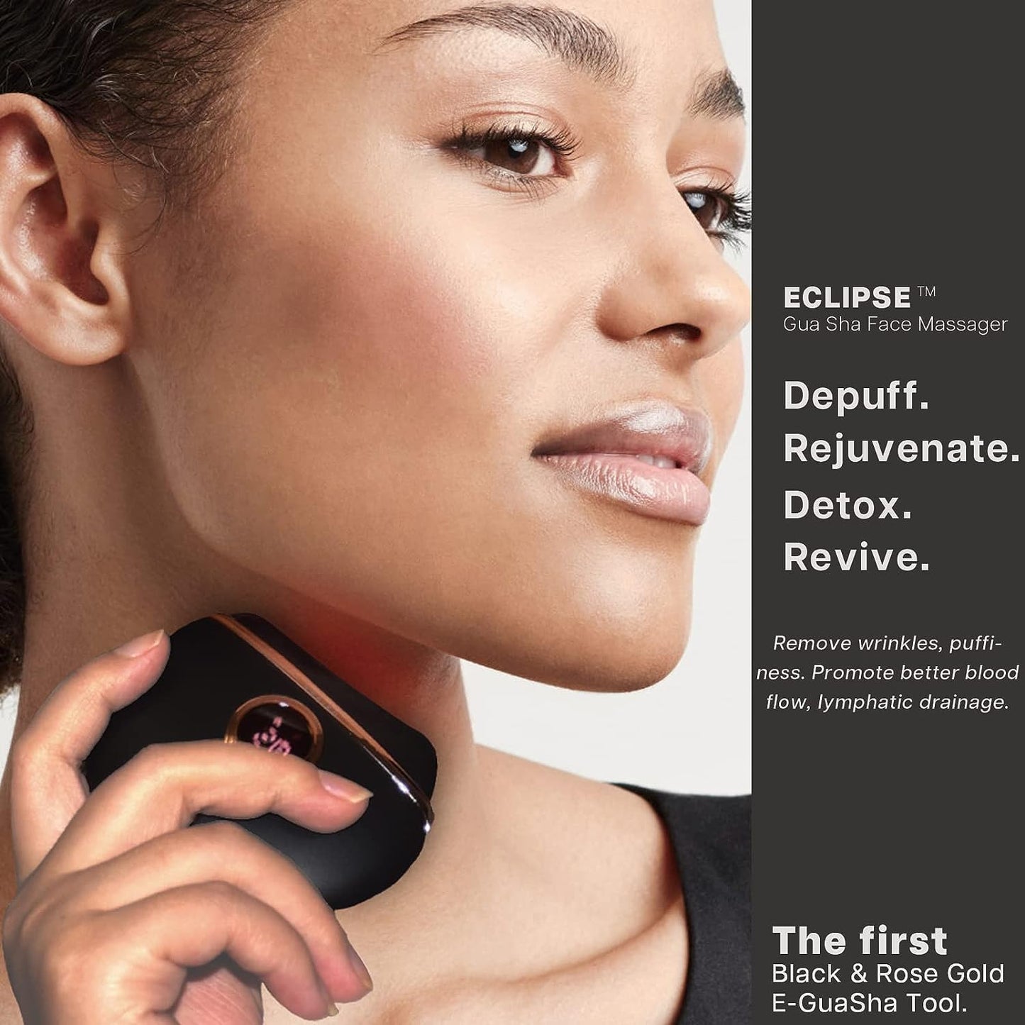 VRAIKO Eclipse Gua Sha Facial Tools, Electric Face Massager with 3-Level Heat & Vibration & 1000mAh Battery, Neck & Face Lift, Wrinkle and Puffiness Reduction - Medaid International