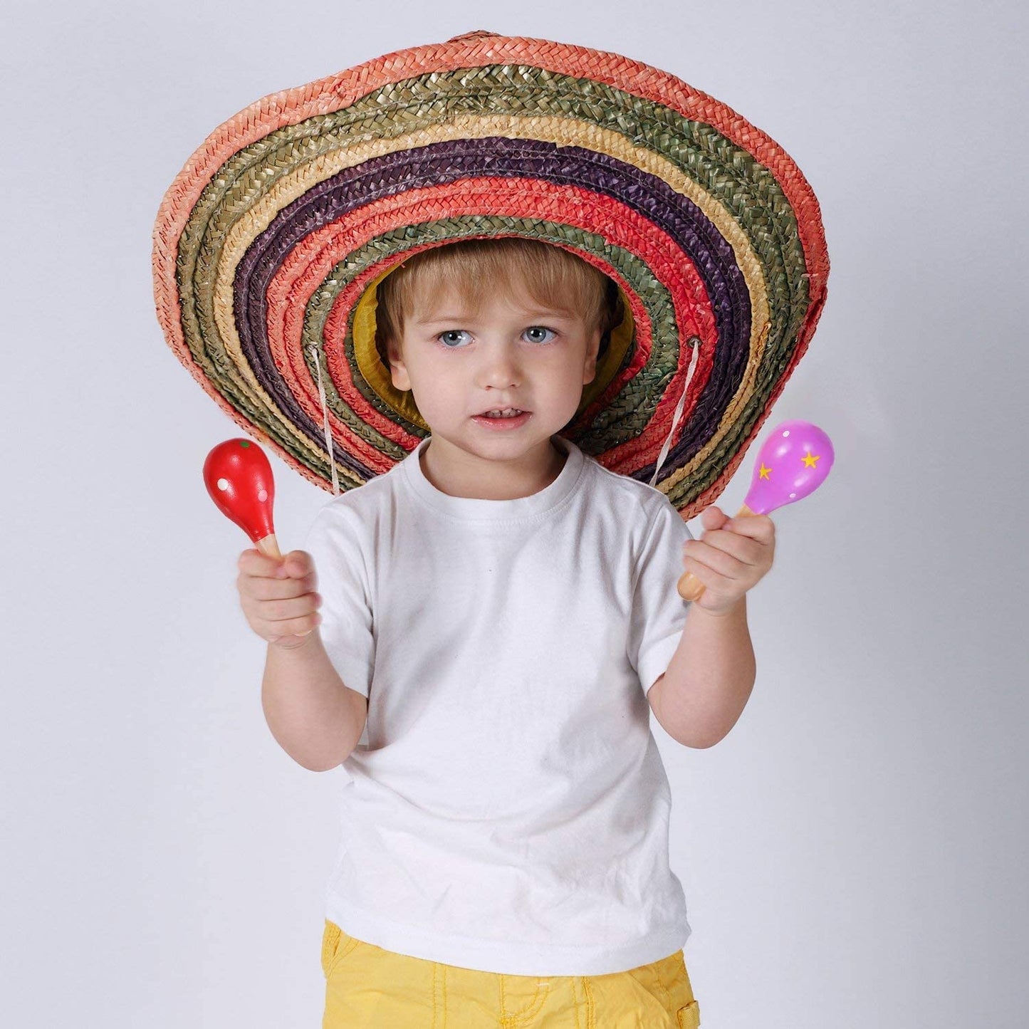 Sansheng 6 PCS Mini Fiesta Wooden Maracas Toys, Wooden Maracas Festival Painting, Wooden Carnival Maracas (Random Colors) - Medaid International