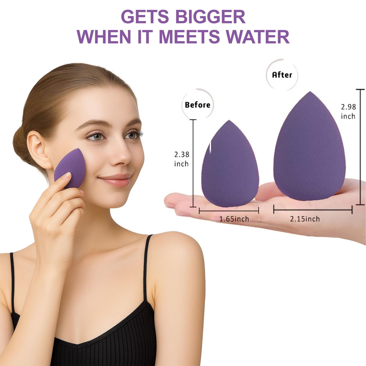 4PCS Makeup Sponge Set with Storage Box, Beauty Blender Sponges for Liquid Cream and Powder, Dry and Wet Use Foundation Blending Applicators for Flawless Makeup Application Purple - Medaid International