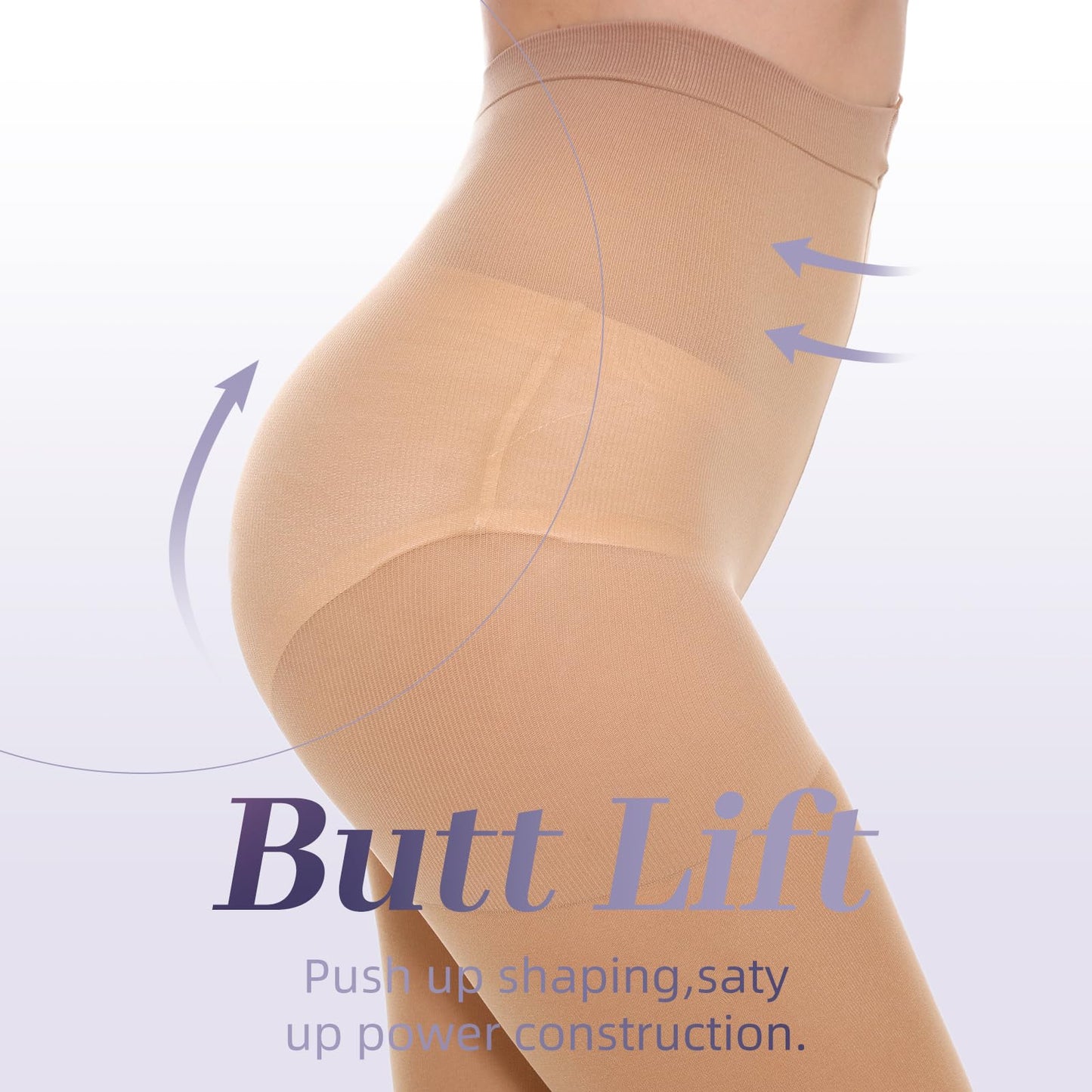 MANZI 2 Pairs Run Resistant Control Top Panty Hose Opaque Tights, Large, Suntan - Medaid International