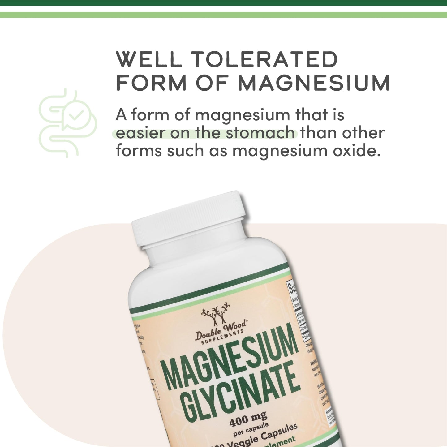 Magnesium Glycinate 400mg, for Sleep, Muscle, & Heart Support - (Vegan, Third Party Tested, Gluten Free, Non-GMO), 180 Capsules by Double Wood Supplements - Medaid International