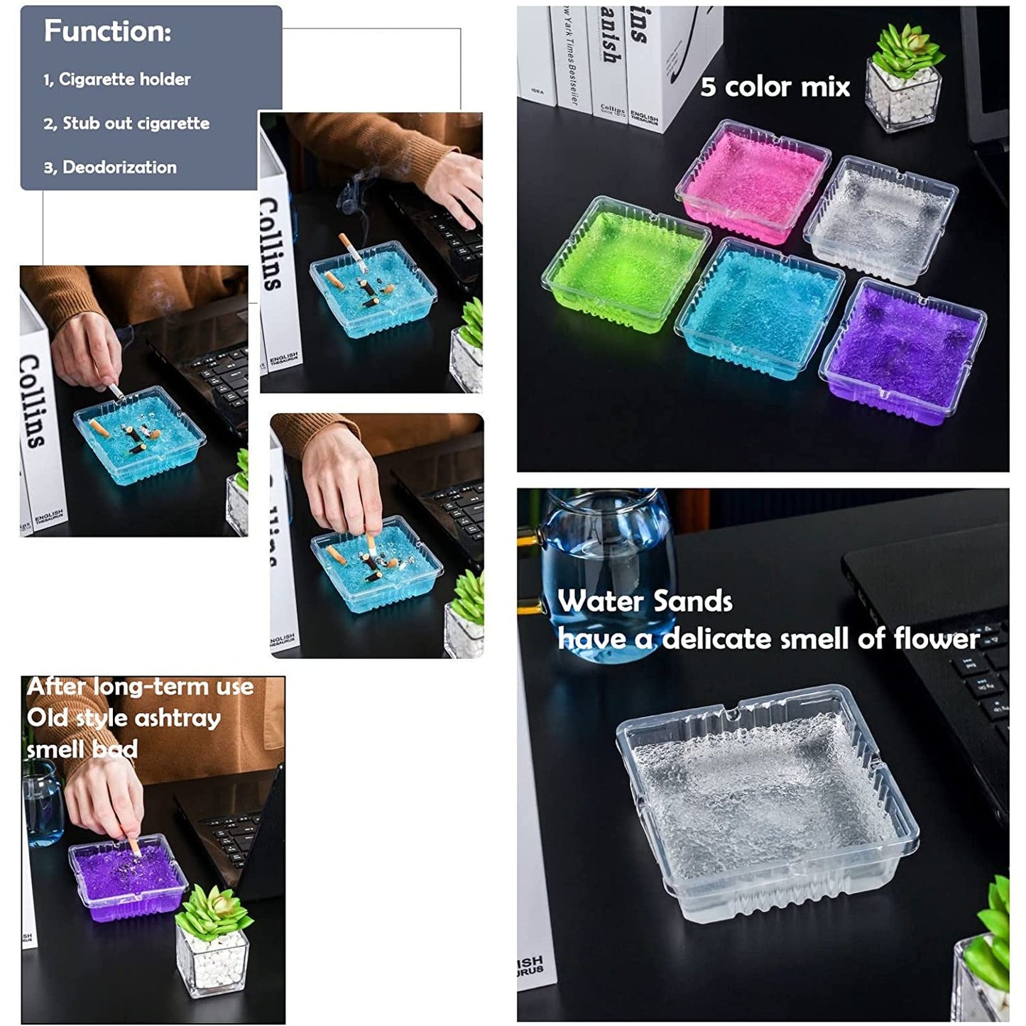 Ashtray Sand Pack of 4 bags Smokeless Ashtrays for Cigarettes Indoor, Quickly Extinguish Smoke and Adsorb Soot, Prevent Secondhand Smoke, Odor Eliminator - Medaid International
