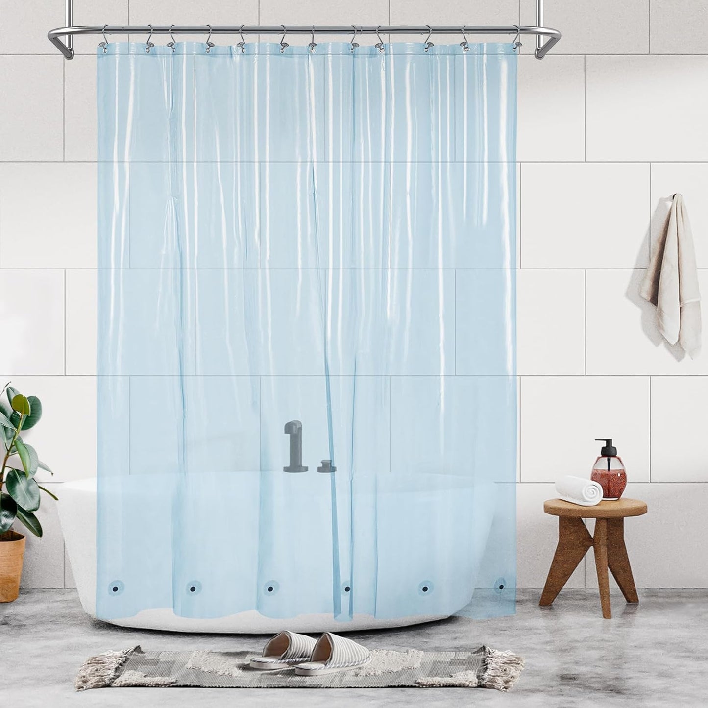 Barossa Design Plastic Shower Liner Clear - Premium PEVA Shower Curtain Liner with Rustproof Grommets and 3 Magnets, Waterproof Cute Lightweight Standard Size Shower Curtains for Bathroom - Clear - Medaid International