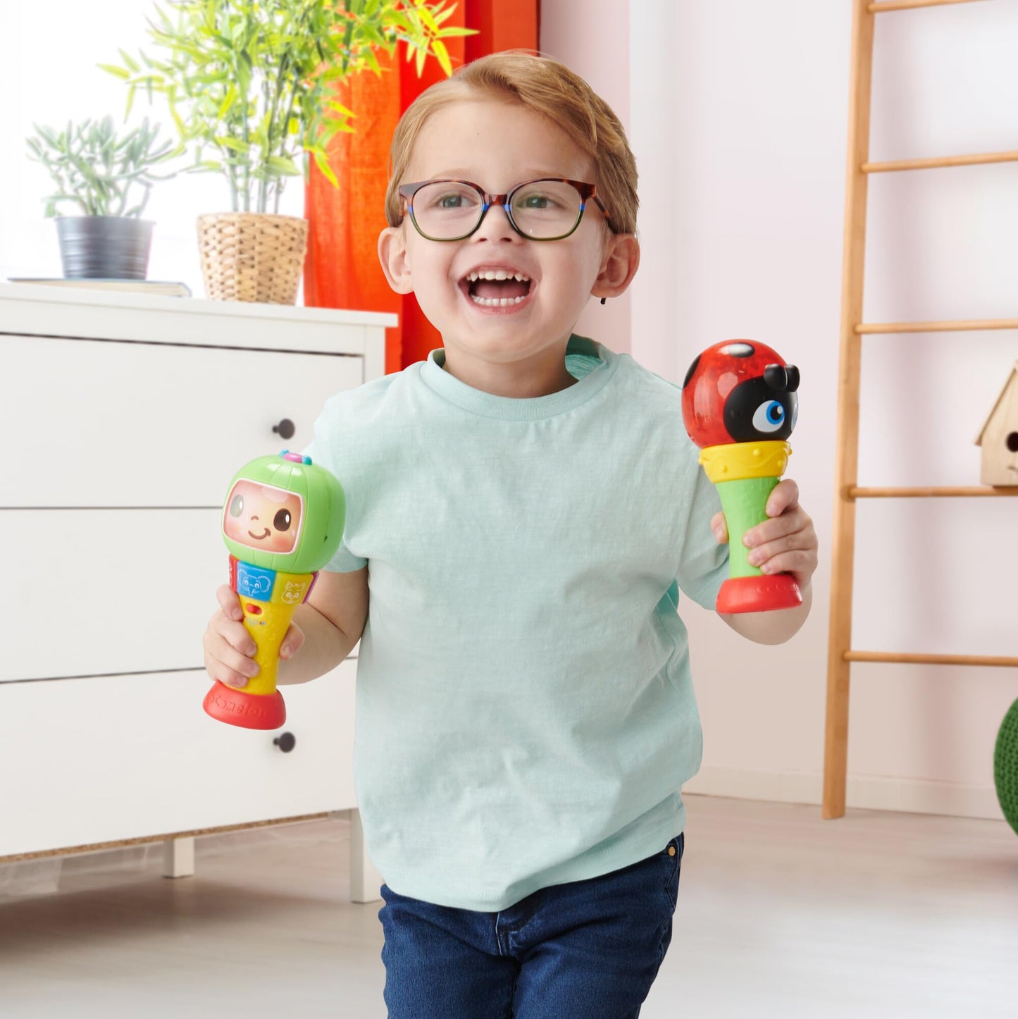 CoComelon Sing ‘n Play Maracas, 3 Play Modes - Plays 6 Fan Favorite Song Clips, Learn Animal Sounds and Colors - Lights Up - Two Maracas - Musical Instruments for Kids, Toddlers, and Preschoolers - Medaid International