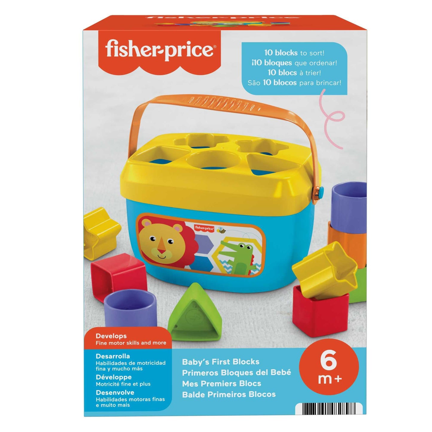 Fisher-Price Stacking Toy Baby's First Blocks Set of 10 Shapes for Sorting Play for Infants Ages 6+ Months - Medaid International