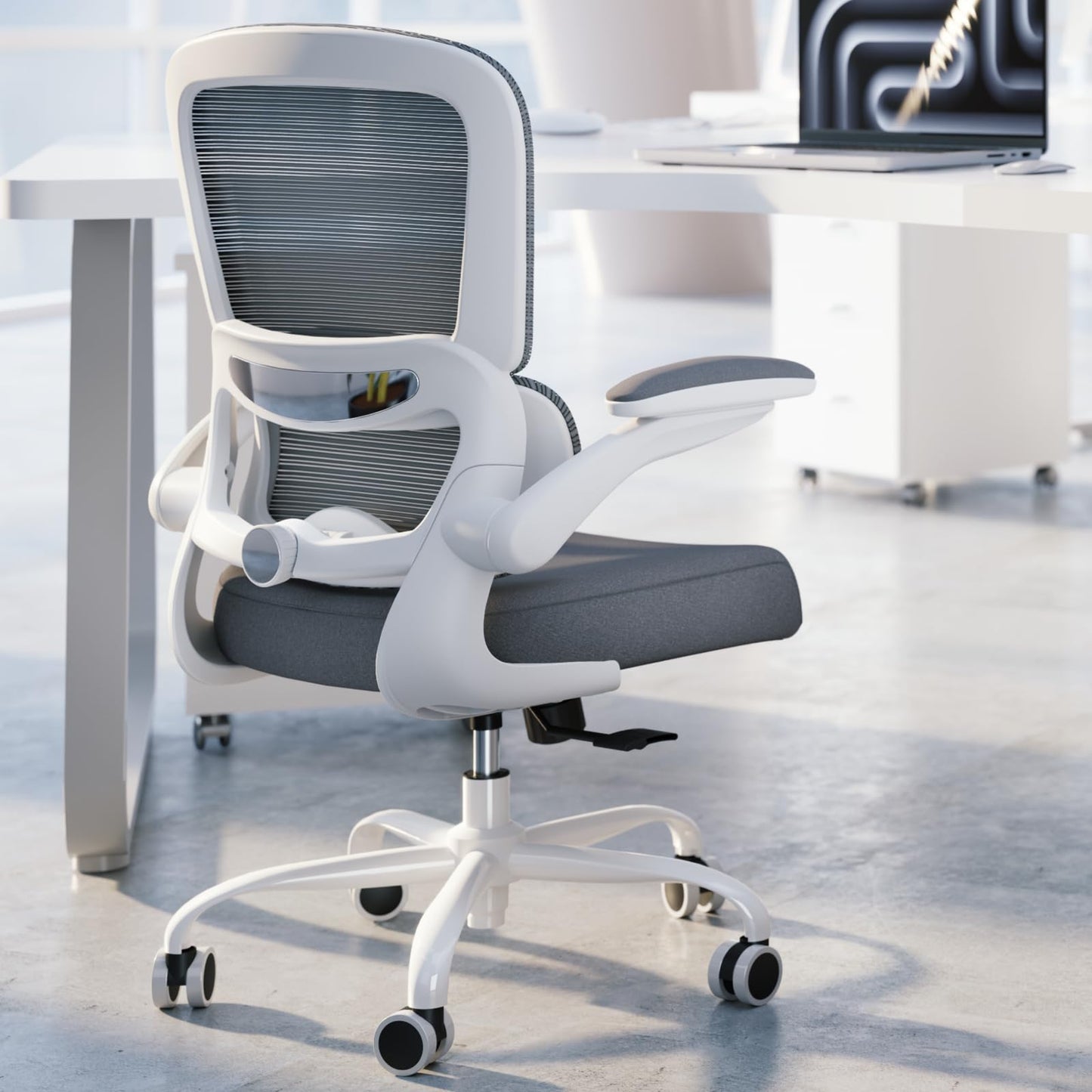 TRALT Office Chair - Ergonomic Desk Chair with Adjustable Lumbar Support, Mesh Computer Chair, Executive Chairs for Home Office Comfortable Lumbar Support (White) - Medaid International