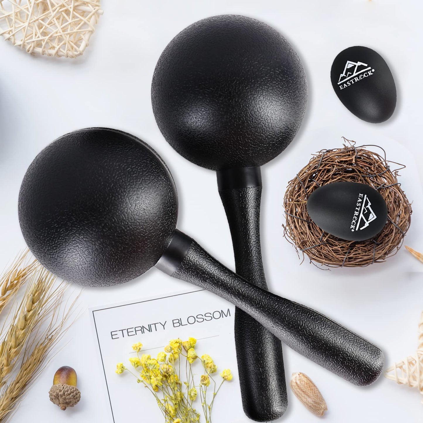 EASTROCK Maracas Shaker Rattles ABS Sand Hammer Hand Percussion Rattles for Adults, Great Percussion Instrument for Live Performance and Band Accompaniment, Black - Medaid International