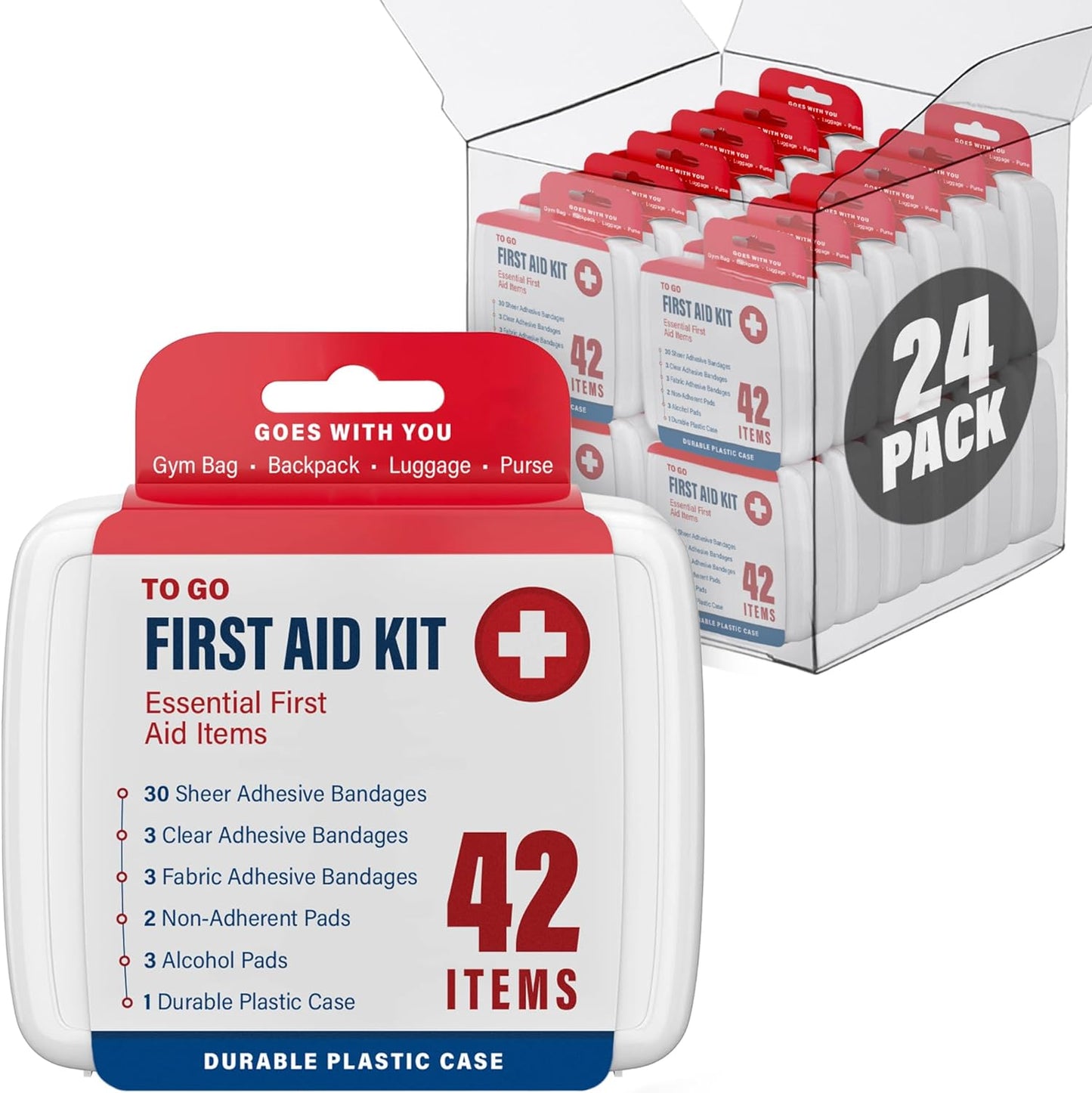 500 Piece Mini First Aid Kit for Home, Car, Office, Outdoors, Travel Size Small First Aid Kits with Adhesive Bandages and Pads - Bulk First Aid Supplies in Compact & Lightweight Case (12 Pack) - Medaid International