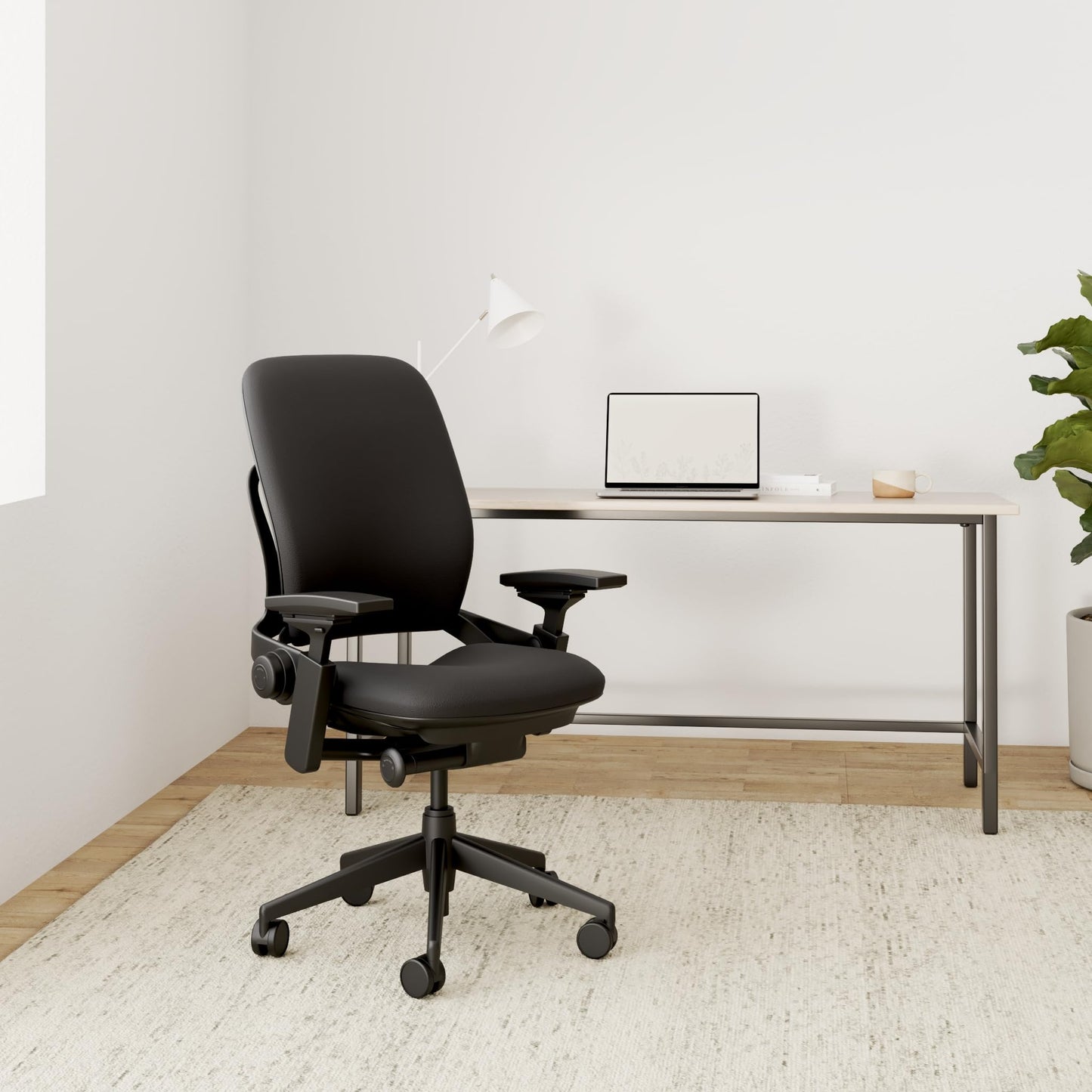 Steelcase Leap Chair, Black Fabric,FBA,5" Cylinder - - Medaid International