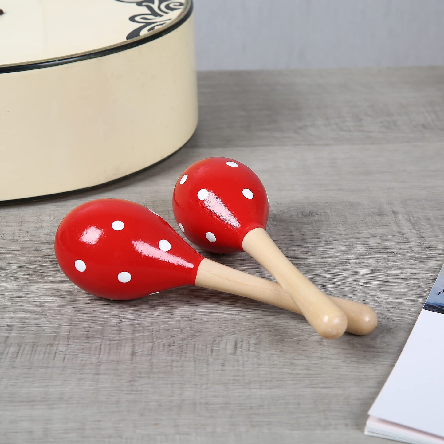 Maracas, Wooden Rumba Shaker Rattle Hand Percussion Musical Instrument for Adults Kids, Set of 2 - Medaid International