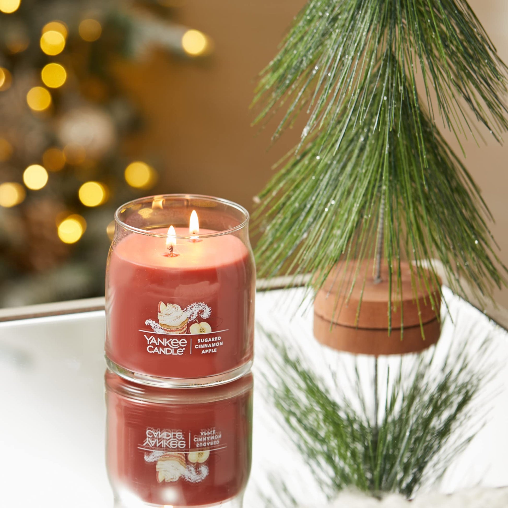 Yankee Candle Sugared Cinnamon Apple Scented, Signature 13oz Medium Jar 2-Wick Candle, Over 35 Hours of Burn Time - Medaid International