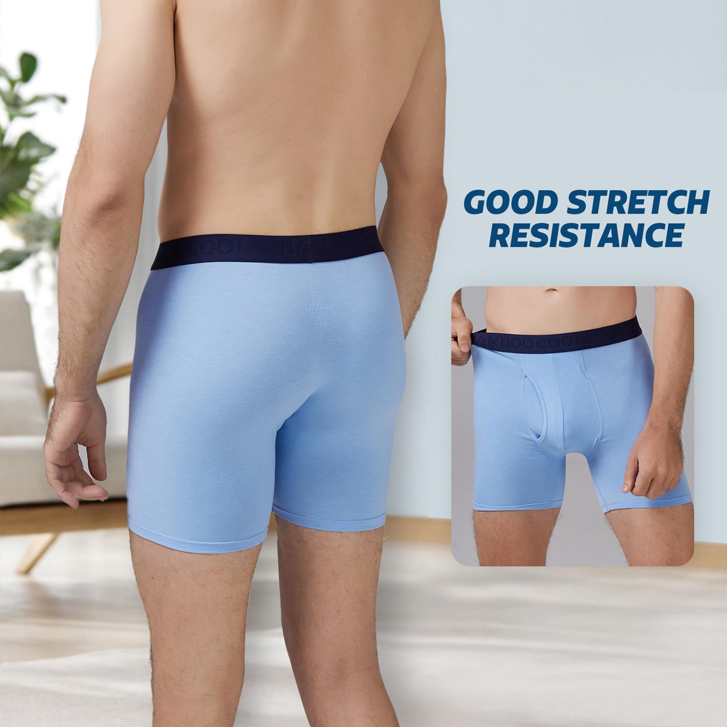 BAMBOO COOL Men's Underwear Breathable Boxer Briefs with Fly Moisture-Wicking Lightweight Underwear - Medaid International