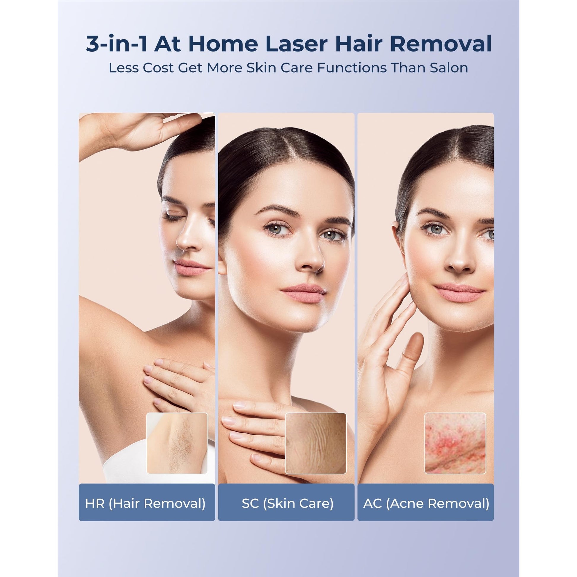 IPL Laser Hair Removal for Women and Men, Sapphire Ice-Cooling Painless, Long-Lasting Result, at Home Hair Removal Device for Legs, Face - Medaid International