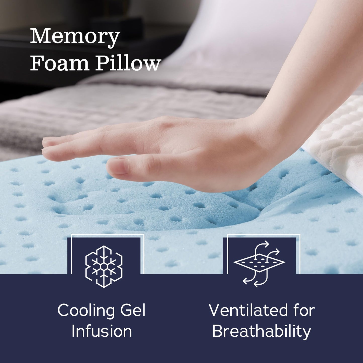 Weekender Gel Memory Foam Pillow - Queen Size - 1-Pack - Medium Plush Feel - Neck and Shoulder Support - Side, Stomach, and Back Sleepers - Home, Hotel, & Hospital Essentials - CertiPur Certified - Medaid International