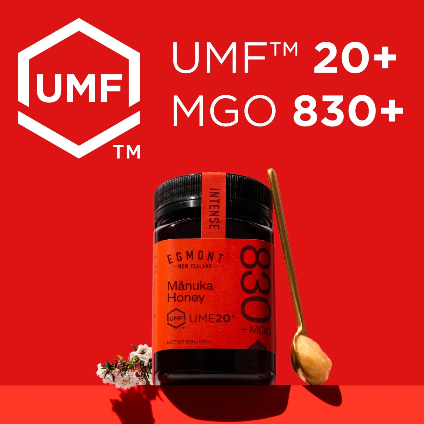 Egmont Honey Manuka Honey UMF 20+ MGO 830+ | 8.8 oz (250 g) | 100% Pure Authentic New Zealand Honey, UMF & MGO Certified, Non-GMO, Kosher, Traceable, Recycled Jar, Immune Support - Medaid International