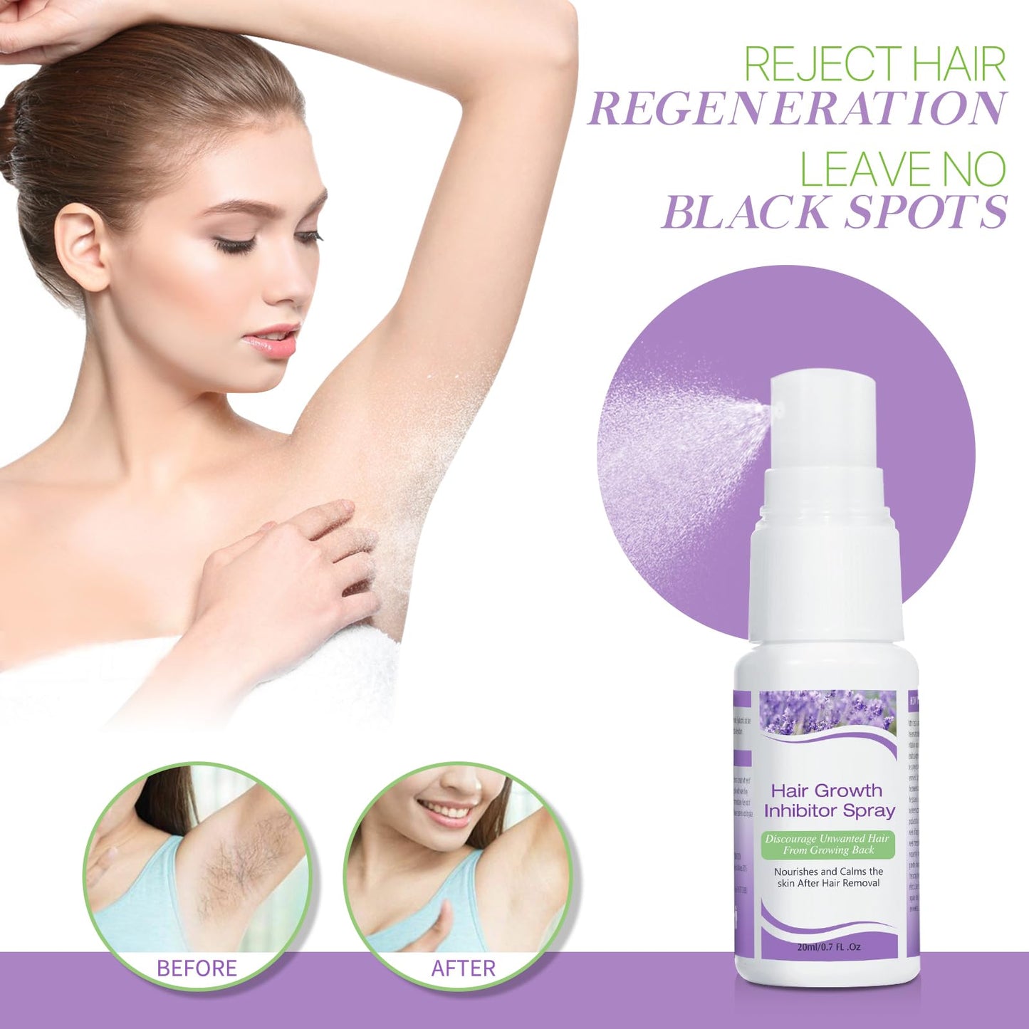 Hair Inhibitor for Face, Permanent Hair Growth Inhibitor Non-Irritating Stop Hair Growth for Body, Bikini, Arm, Armpit, Leg, Slows Hair Regrowth Lavender Flavor - Medaid International