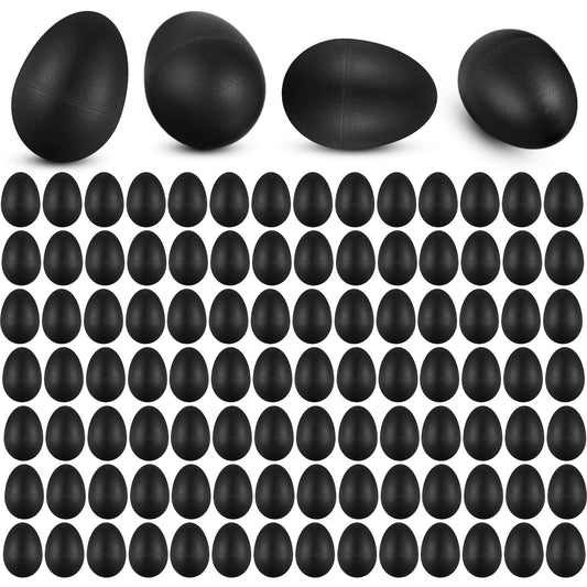 Yeshone 100 Pieces Egg Shakers Musical Instruments Percussion Maracas Egg for Kids Toys Plastic Easter Shaker for Learning DIY Painting, Classroom Music, Rhythm (Black) - Medaid International