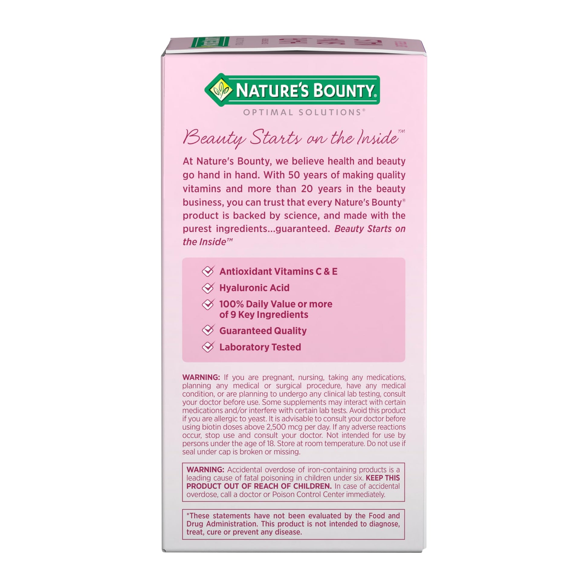 Nature's Bounty Advanced Hair, Skin & Nails, Argan-Infused Vitamin Supplement with Biotin and Hyaluronic Acid, 150 Rapid Release Softgels, 50 Total Servings - Medaid International