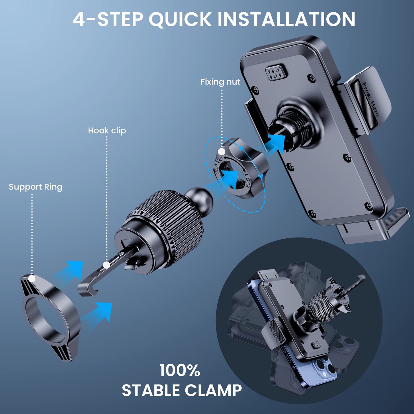 BIPOPIBO Phone Mount for Car Holders Cell Phon Holder Hands Free Phone Stand for Car Vent Automobile Mount Fit iPhone Android Smartphoe Universal Camera Mount - Medaid International