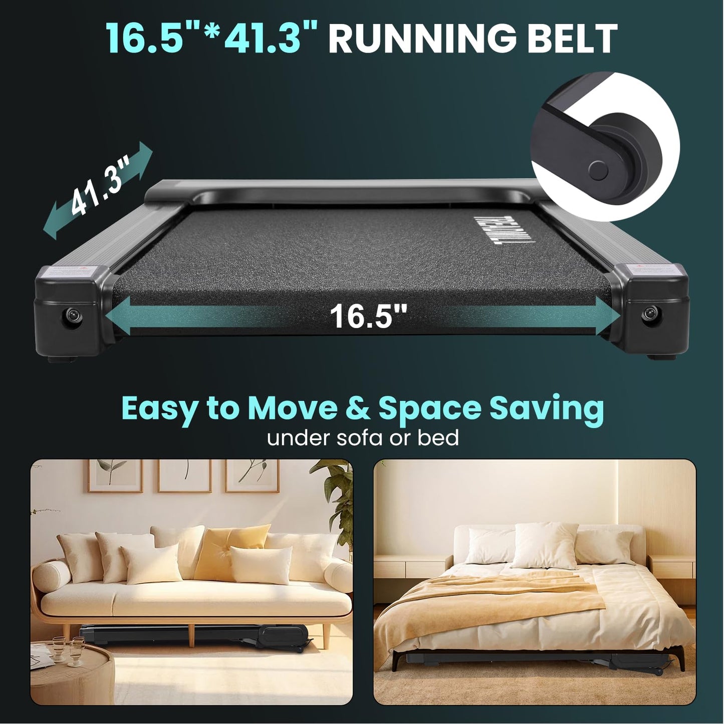 Walking Pad Treadmill with Auto Incline, Under Desk Treadmills, 2 in 1 Portable Walking Treadmill for Walking Running, 2.5HP Low Noise Treadmill with Remote Control and LED Display, Black - Medaid International