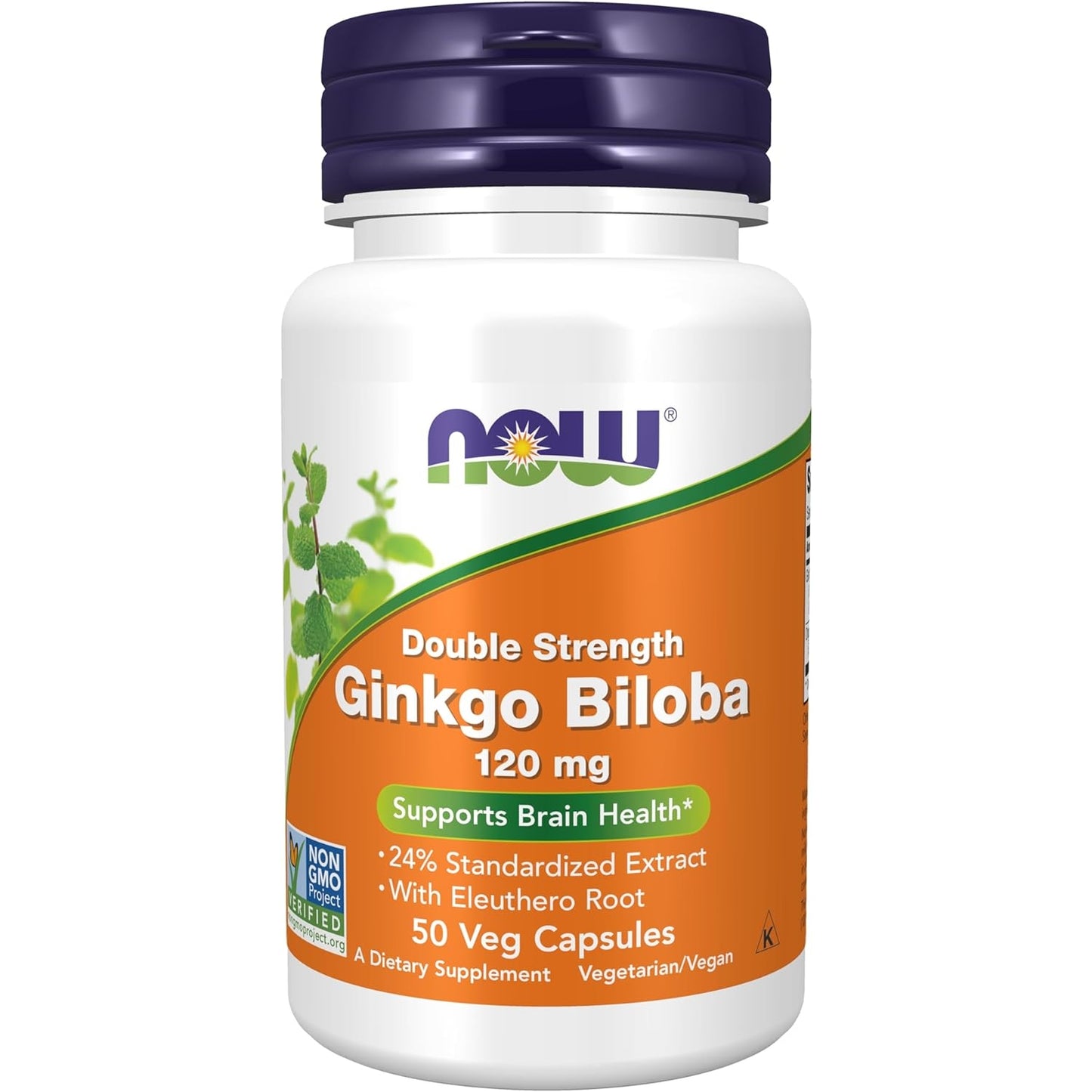 NOW Supplements, Ginkgo Biloba 120 mg, Double Strength, Non-GMO Project Verified, 50 Veg Capsules - Medaid