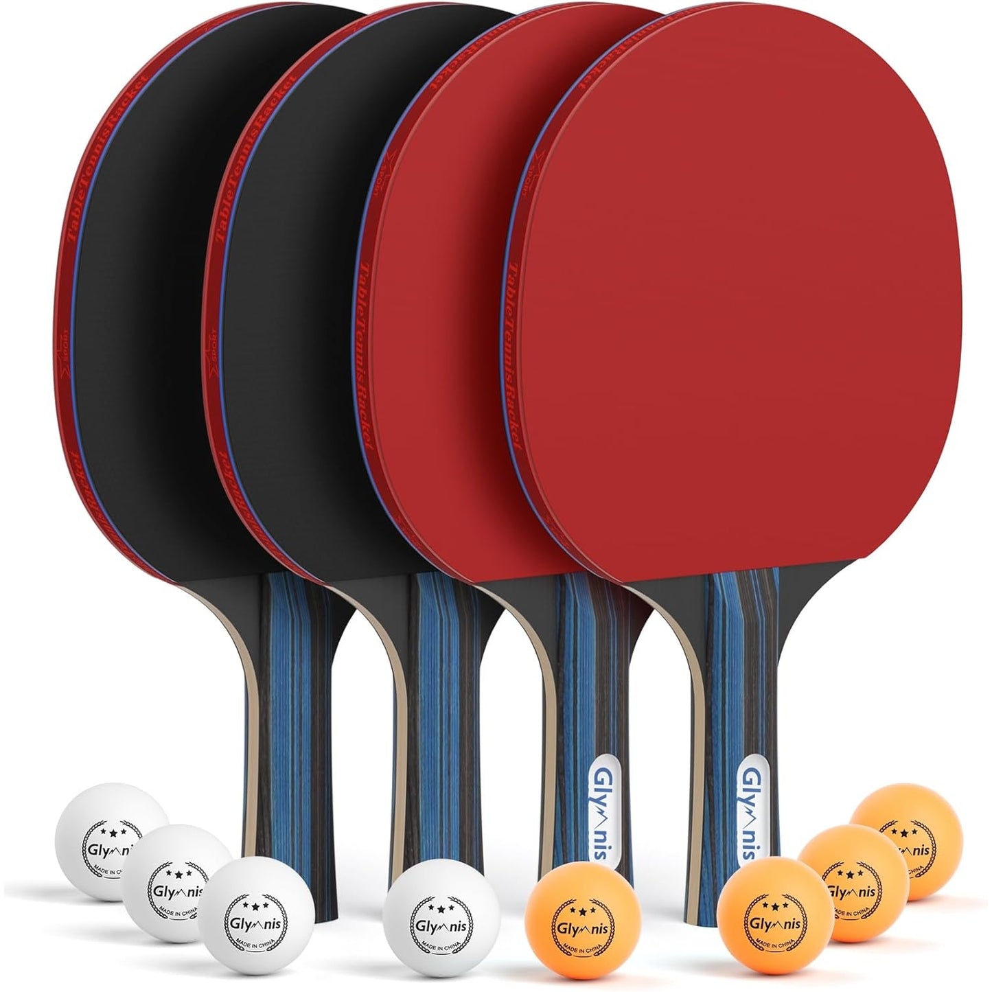 Glymnis Ping Pong Paddles Set Table Tennis Rackets with Balls, Storage Case for Indoor Outdoor Table Tennis Paddle Game Accessories - Medaid International