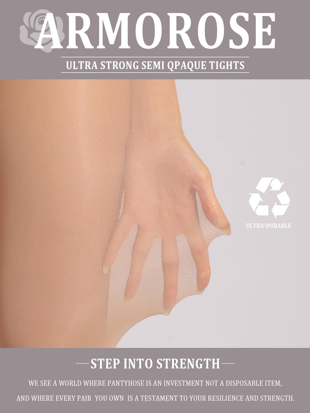 ARMOROSE Indestructible Nude Tights for Women, Rip Resistant Durability Tummy Control Top Skin Pantyhose 40D Stockings - Medaid International