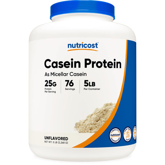 Nutricost Casein Protein Powder 5lb - Micellar Casein, Non-GMO, Gluten Free (Unflavored) - Medaid International